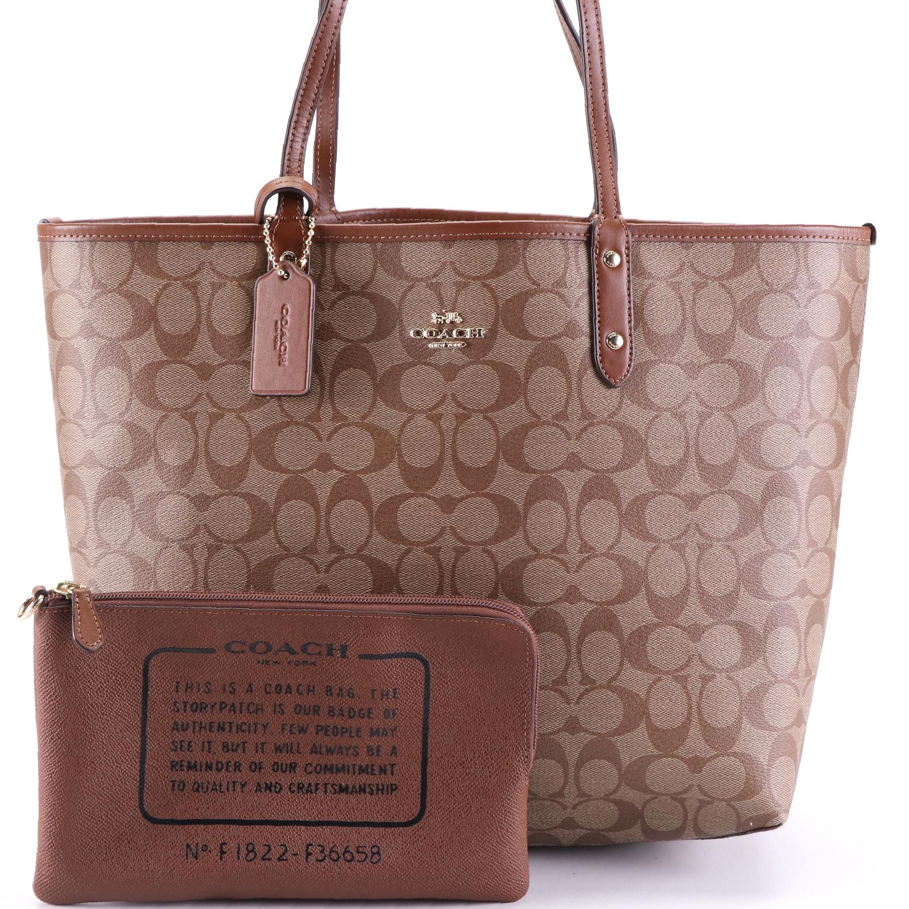 Coach Reversible City Tote in Signature Coated Canvas and Leather