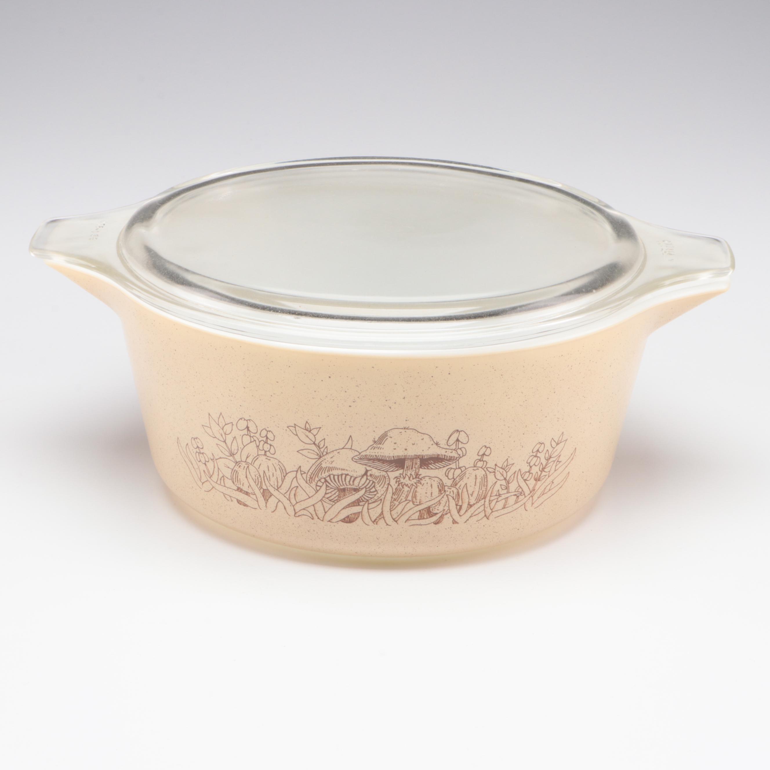 Pyrex "Forest Fancies" Casserole Set with Anchor Hocking "Harvest Amber" Bowls