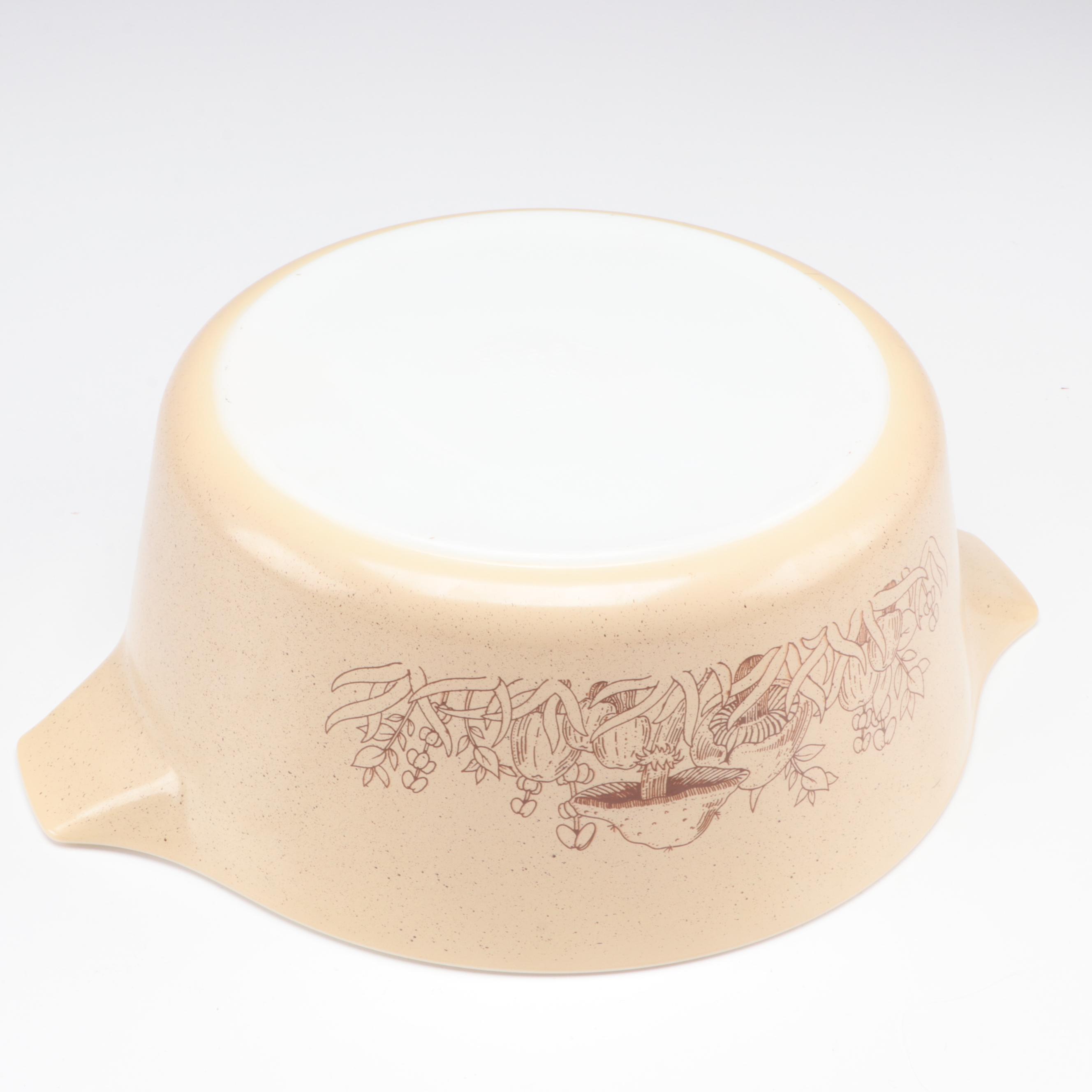 Pyrex "Forest Fancies" Casserole Set with Anchor Hocking "Harvest Amber" Bowls