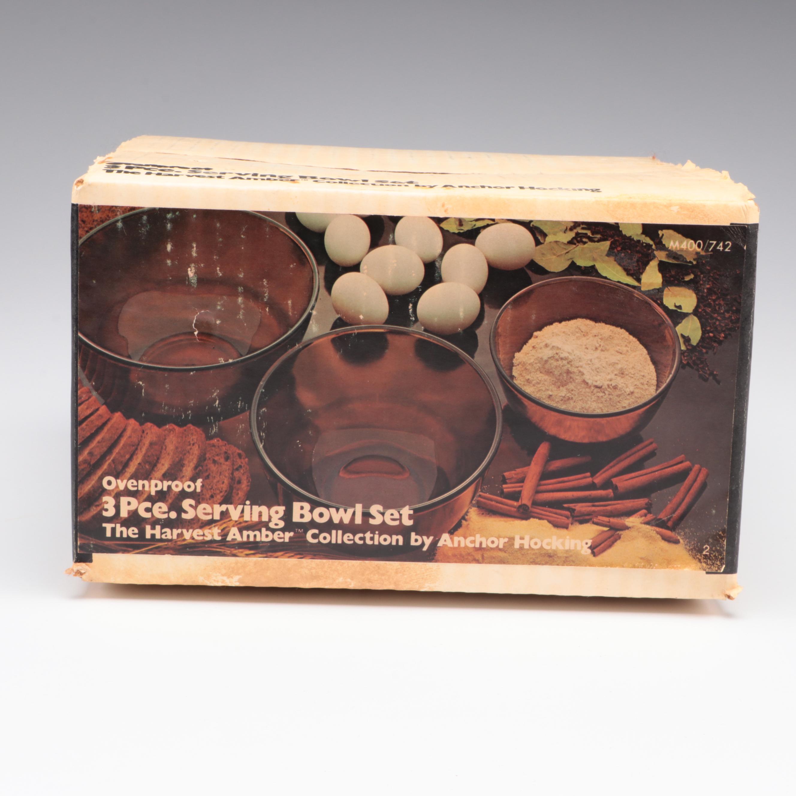 Pyrex "Forest Fancies" Casserole Set with Anchor Hocking "Harvest Amber" Bowls