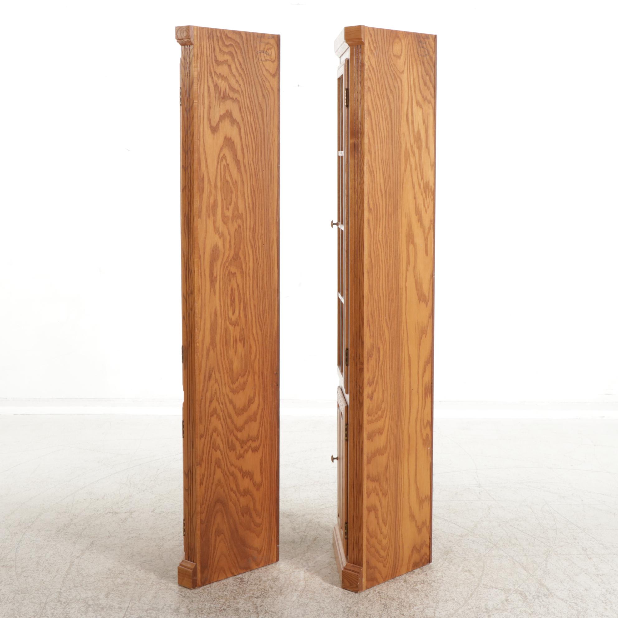 Pair of Mastercraft Oak Corner Cabinets, Late 20th Century