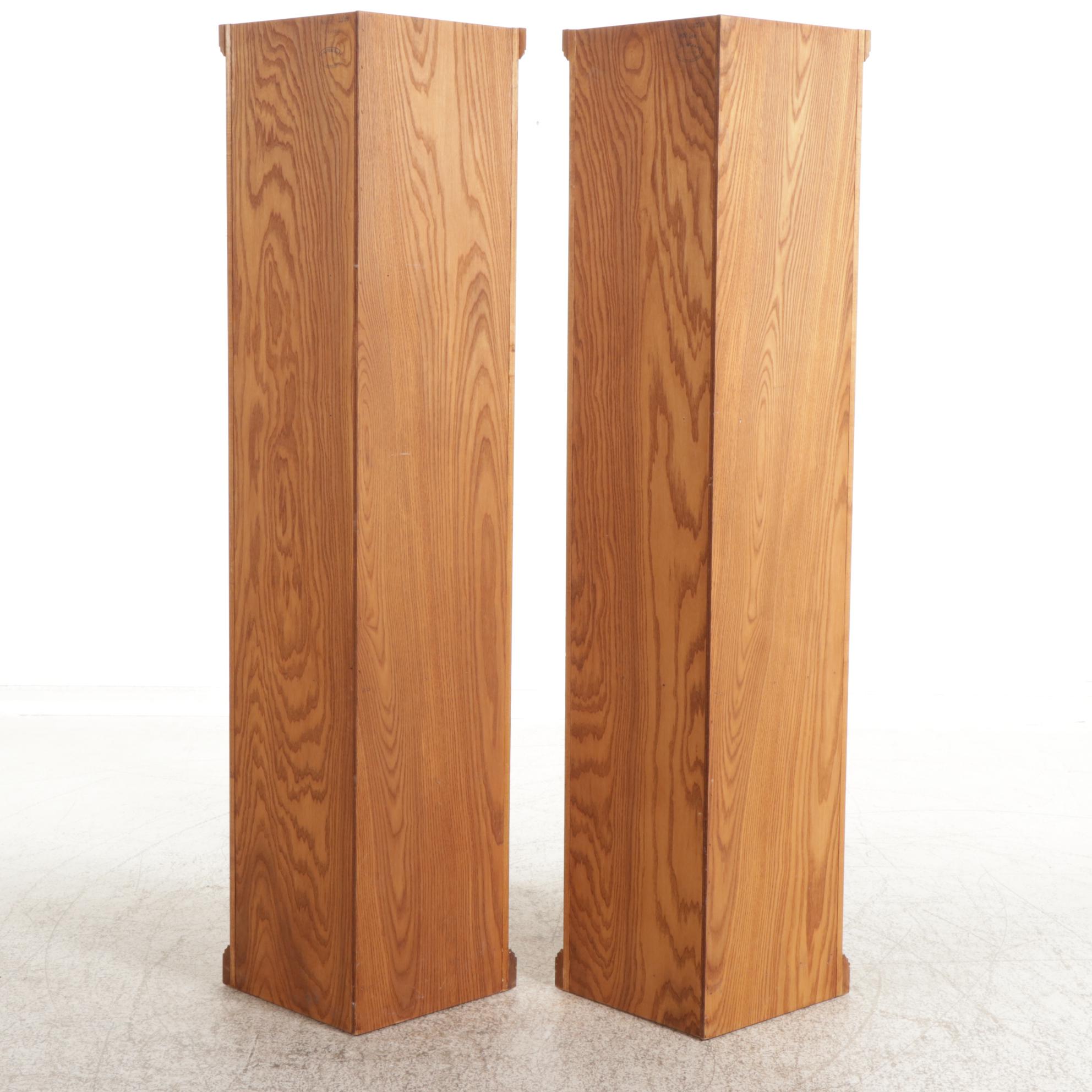 Pair of Mastercraft Oak Corner Cabinets, Late 20th Century