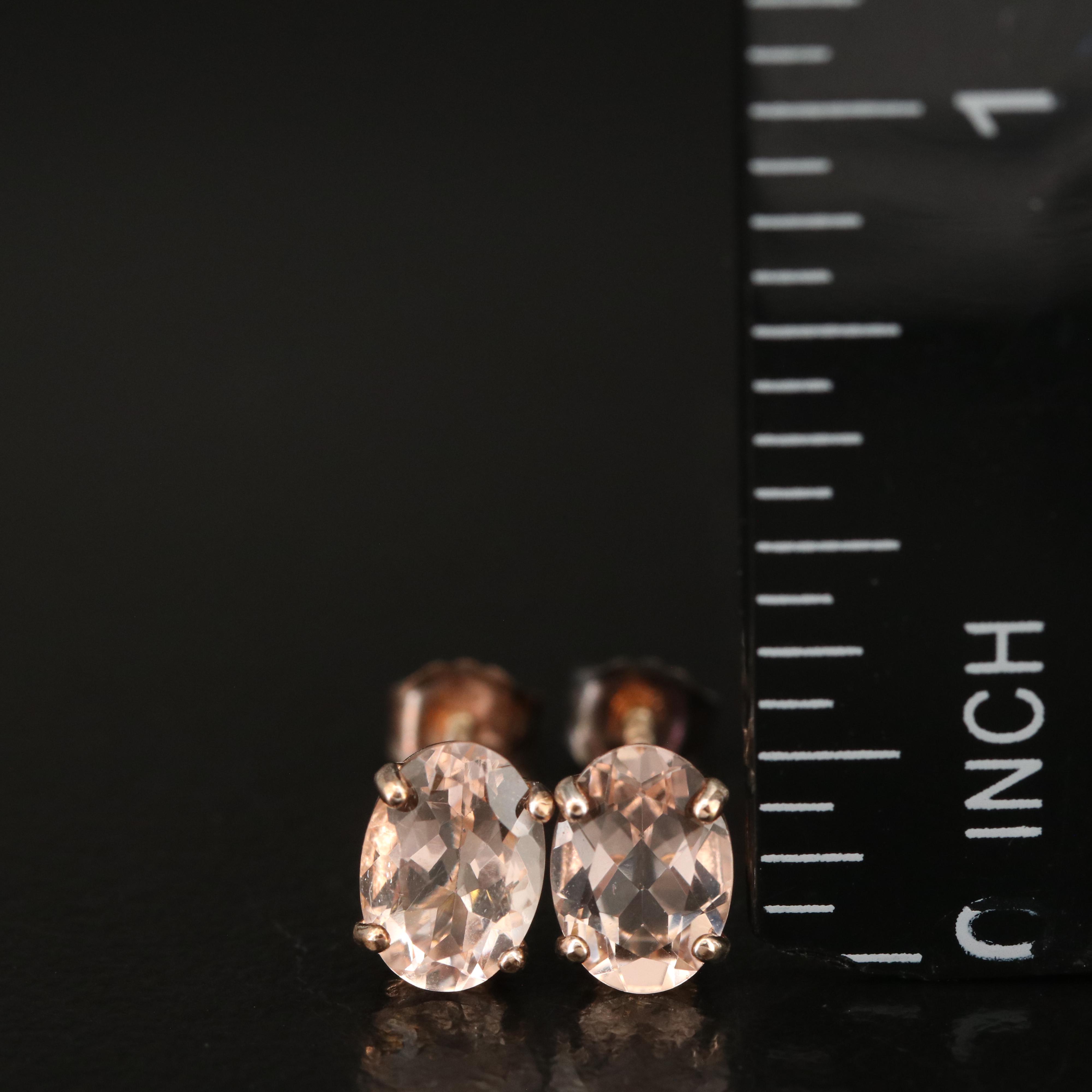 18K Rose Gold Morganite Stud Earrings
