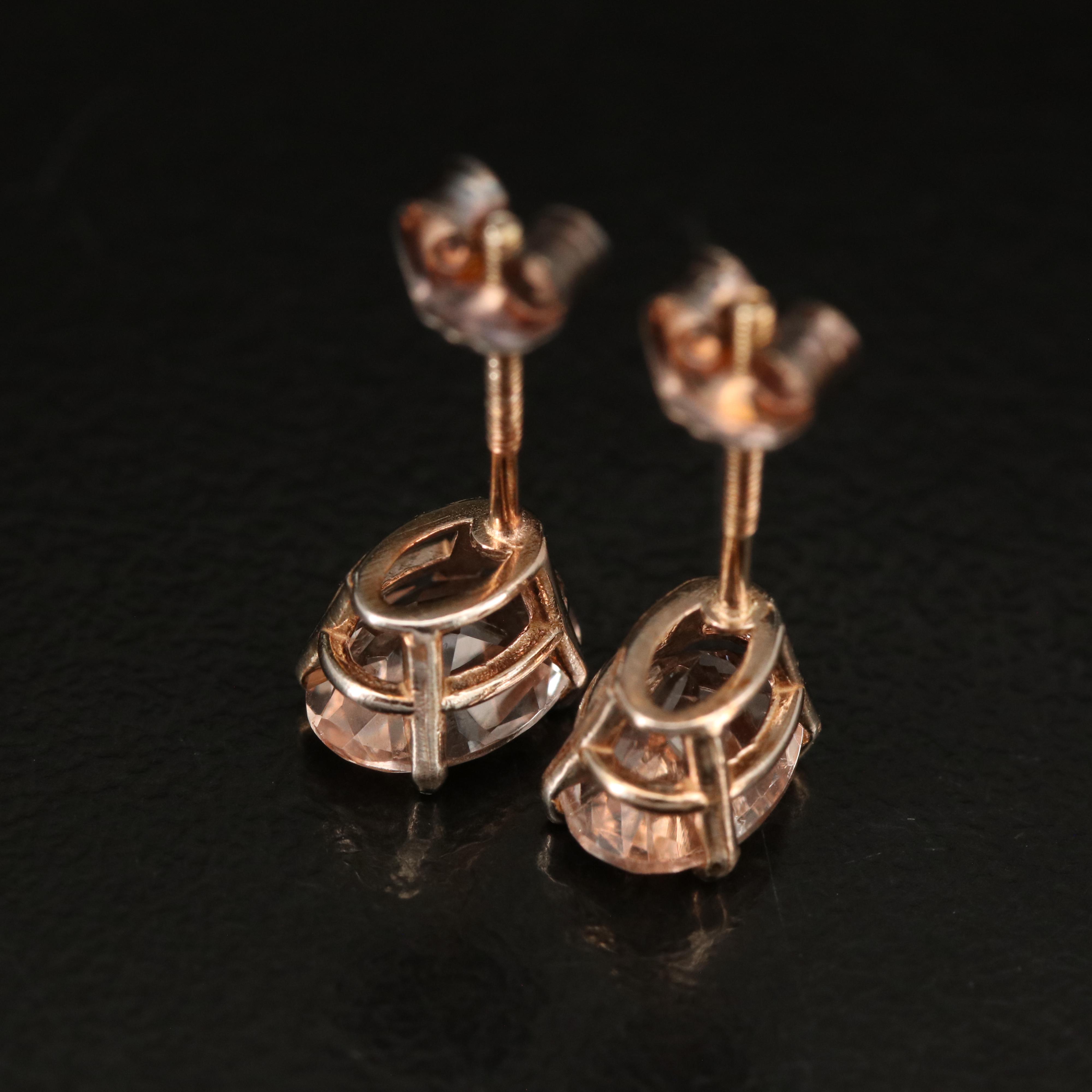18K Rose Gold Morganite Stud Earrings