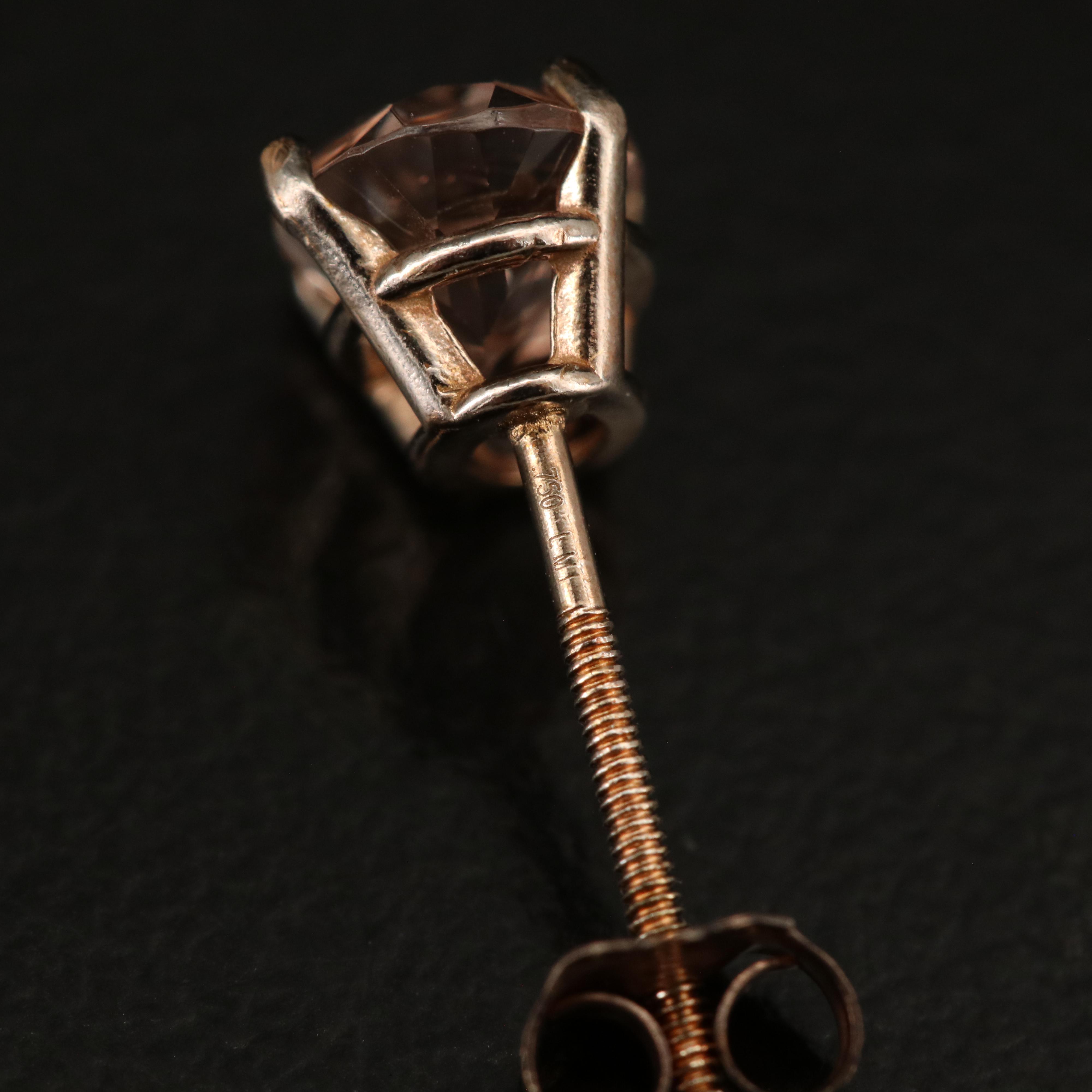 18K Rose Gold Morganite Stud Earrings