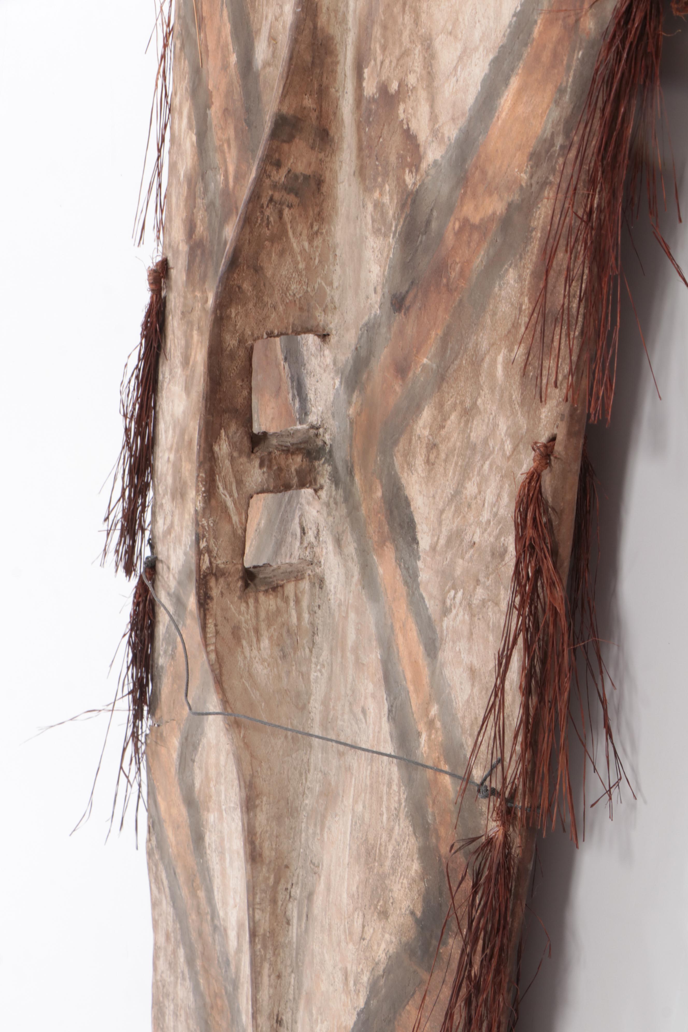 Asmat War Shield Polychrome Hand-Carved Wood, Papua New Guinea