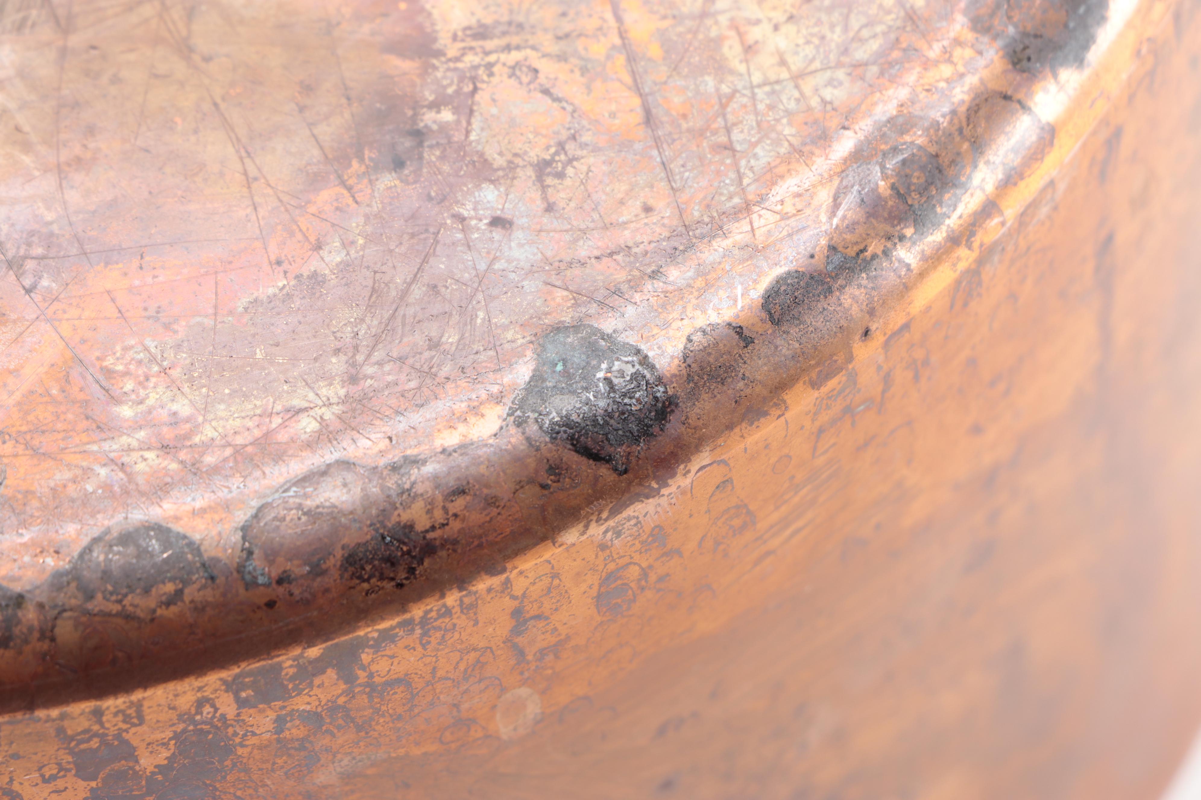 Bazar Français Brass Handled Copper Pot with Other Dovetailed Copper Sauce Pan