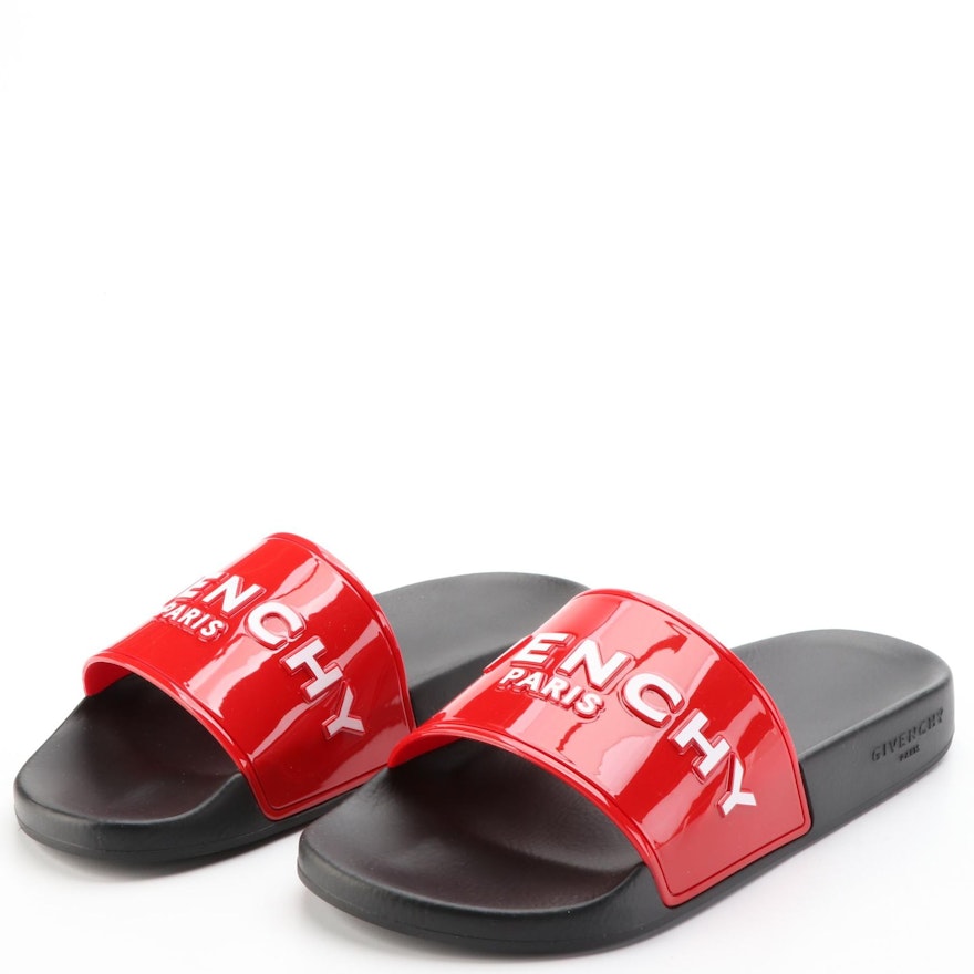 Givenchy Slide Flat Sandals in Red with Box