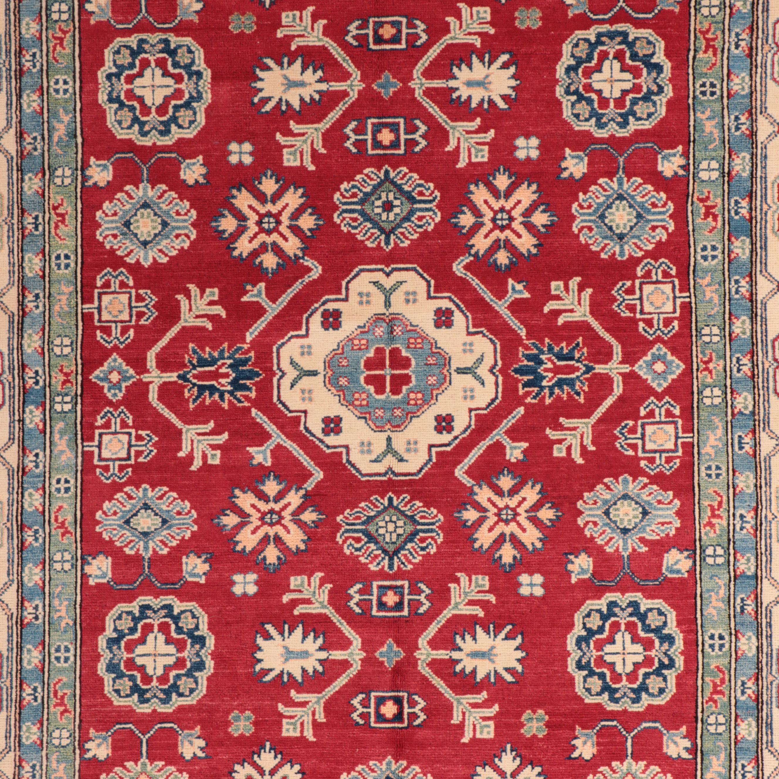 5'1 x 6'10 Hand-Knotted Afghan Kazak Style Area Rug