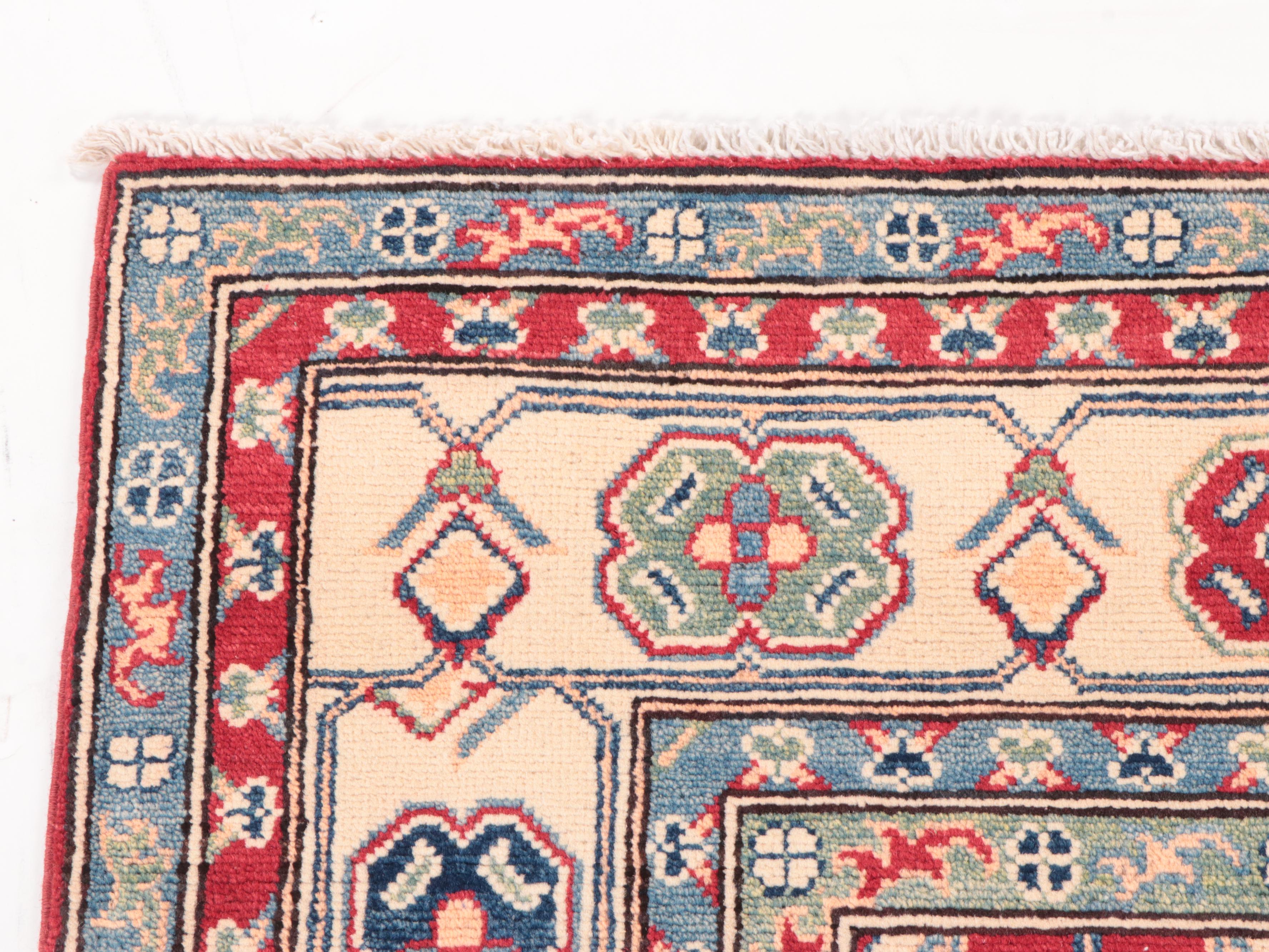 5'1 x 6'10 Hand-Knotted Afghan Kazak Style Area Rug