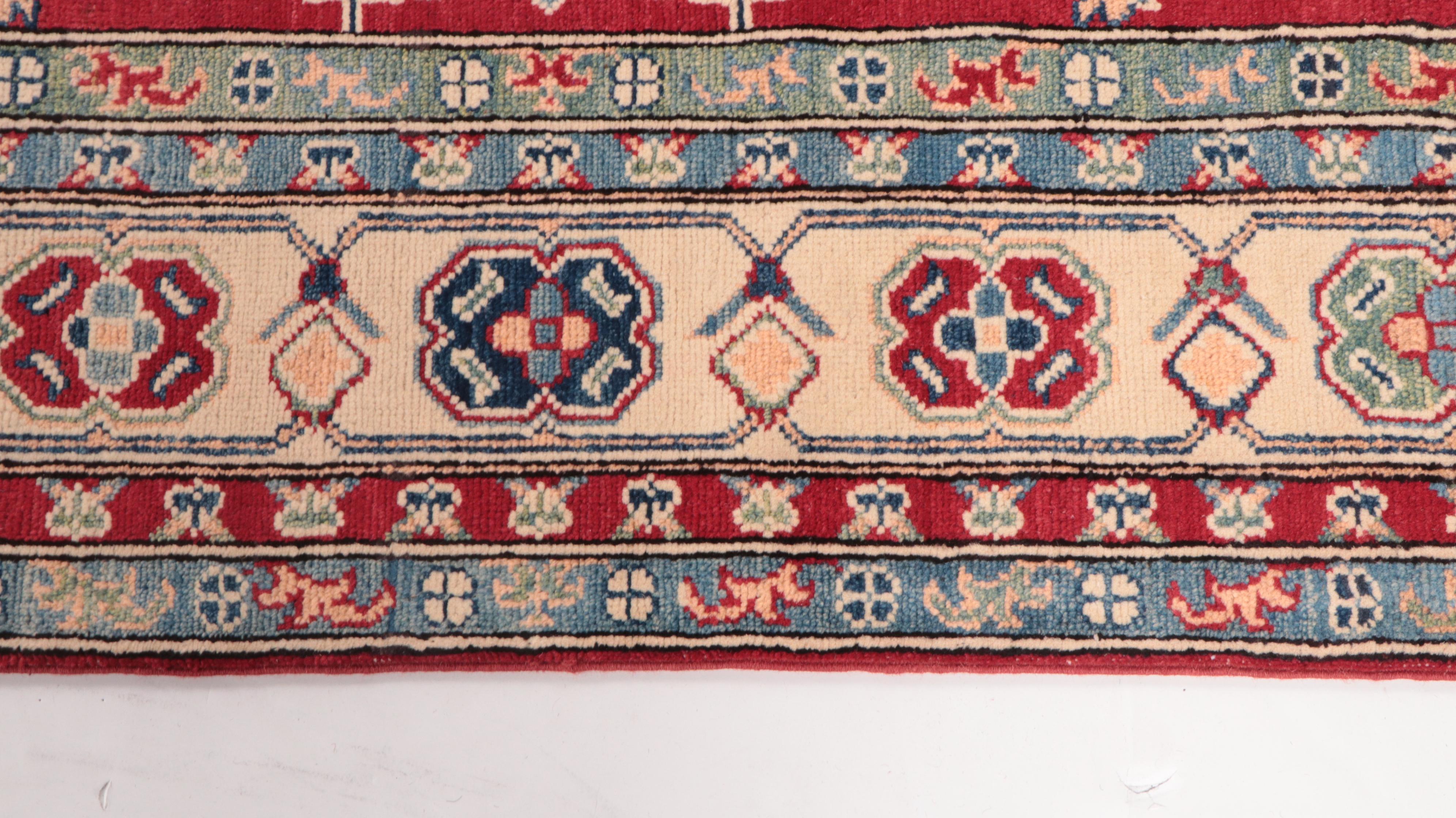5'1 x 6'10 Hand-Knotted Afghan Kazak Style Area Rug