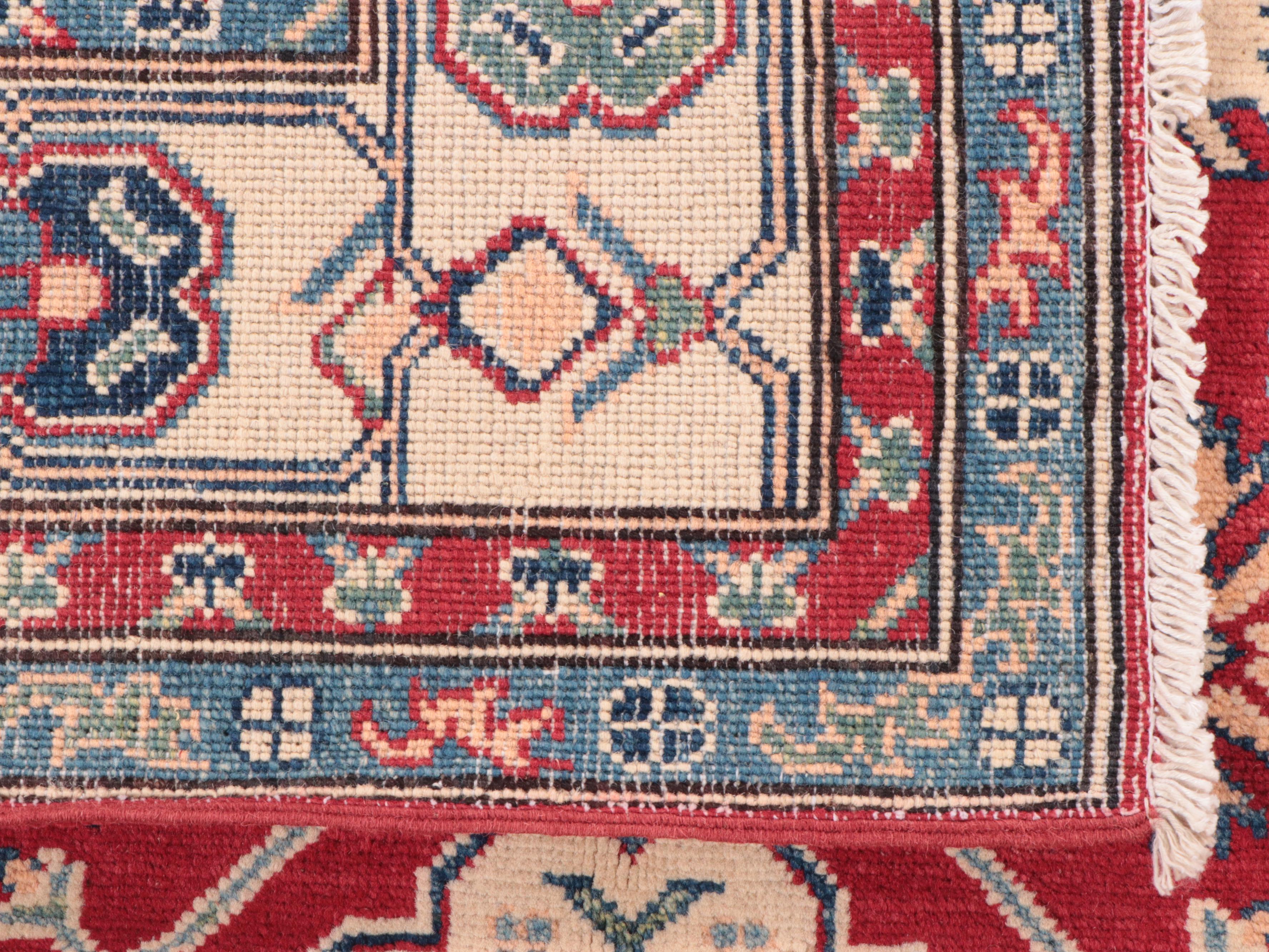 5'1 x 6'10 Hand-Knotted Afghan Kazak Style Area Rug