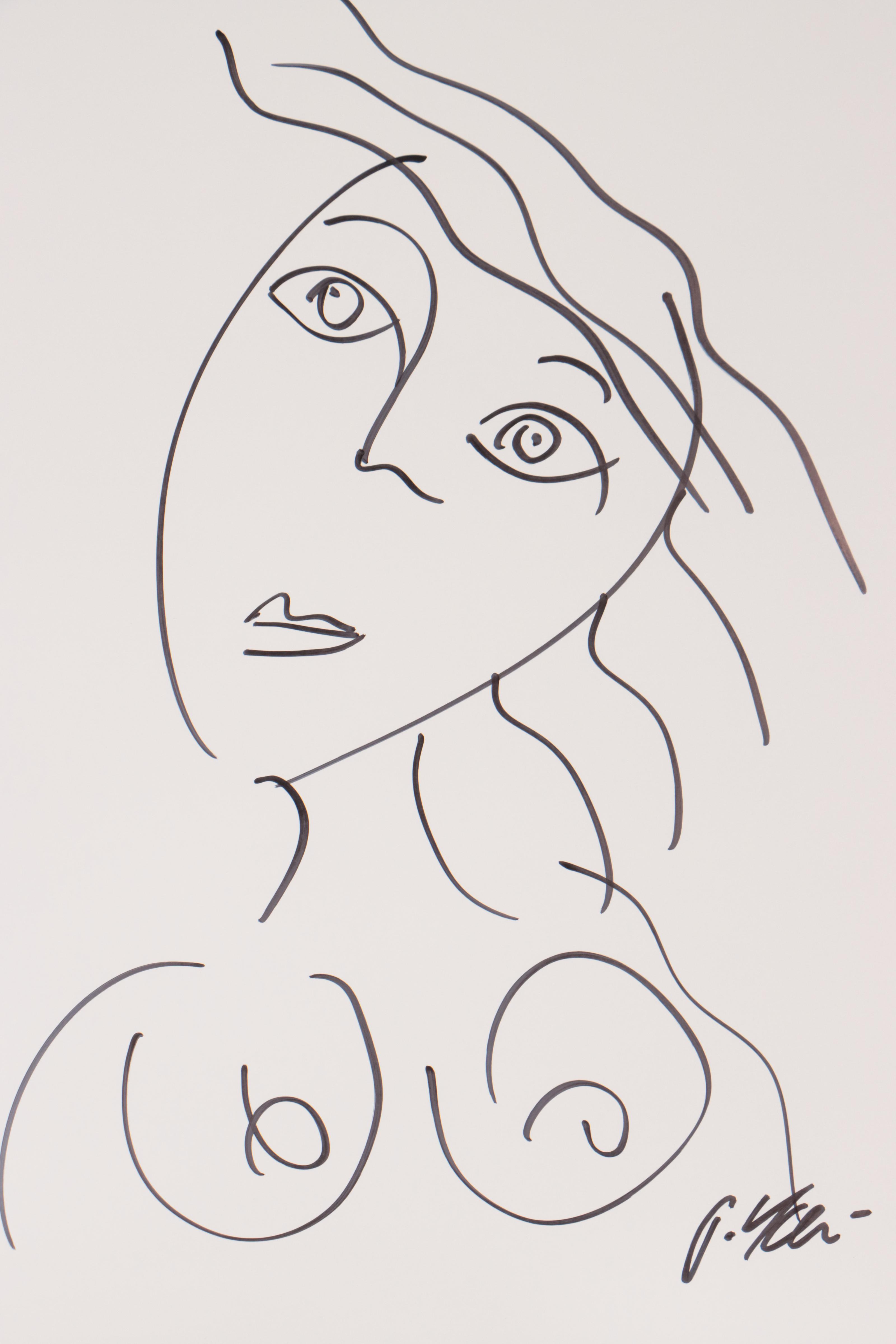 Peter Keil Abstract Ink Drawing of Nude