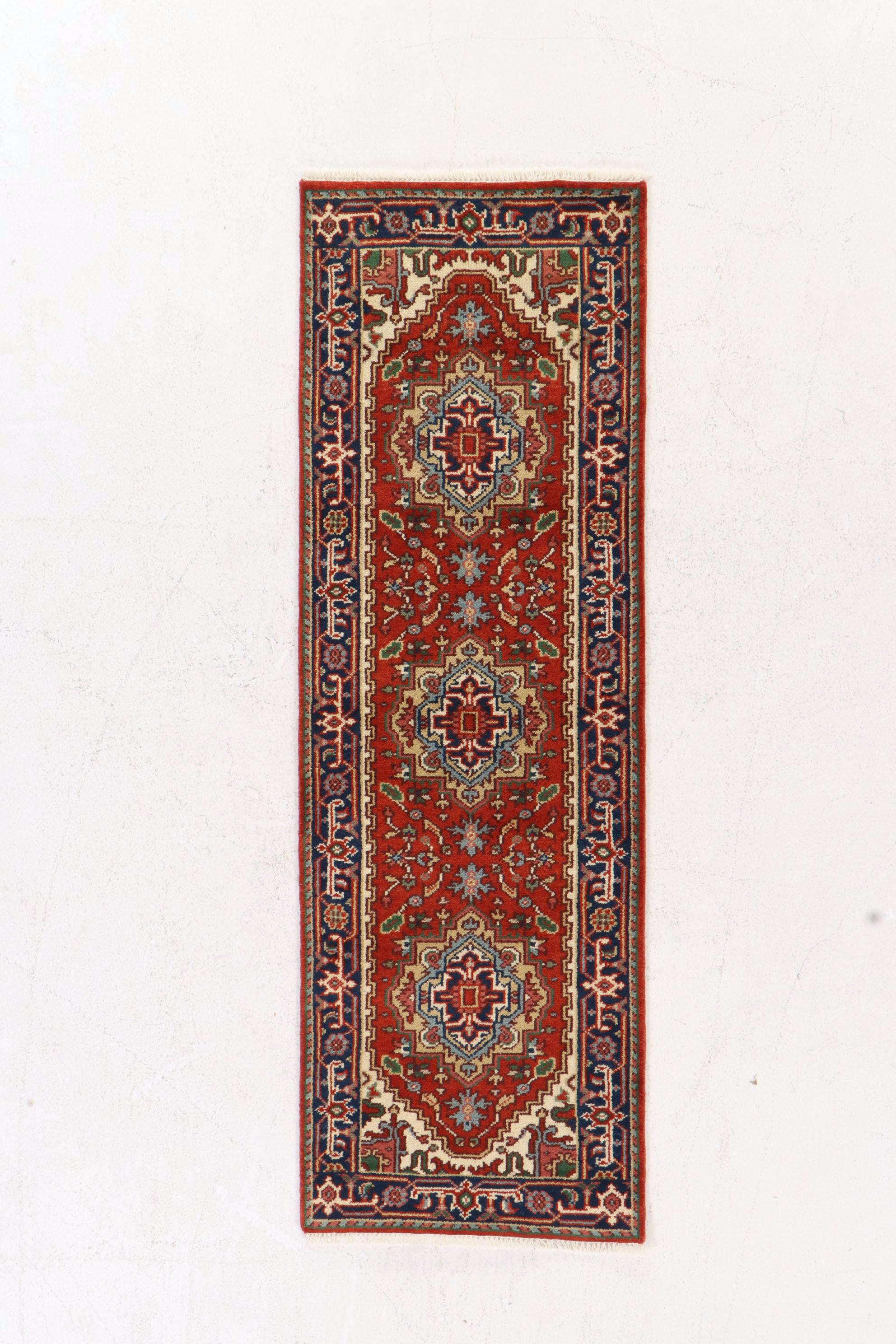 2'7 x 7'11 Hand-Knotted Indo-Persian Heriz Serapi Runner, 2010