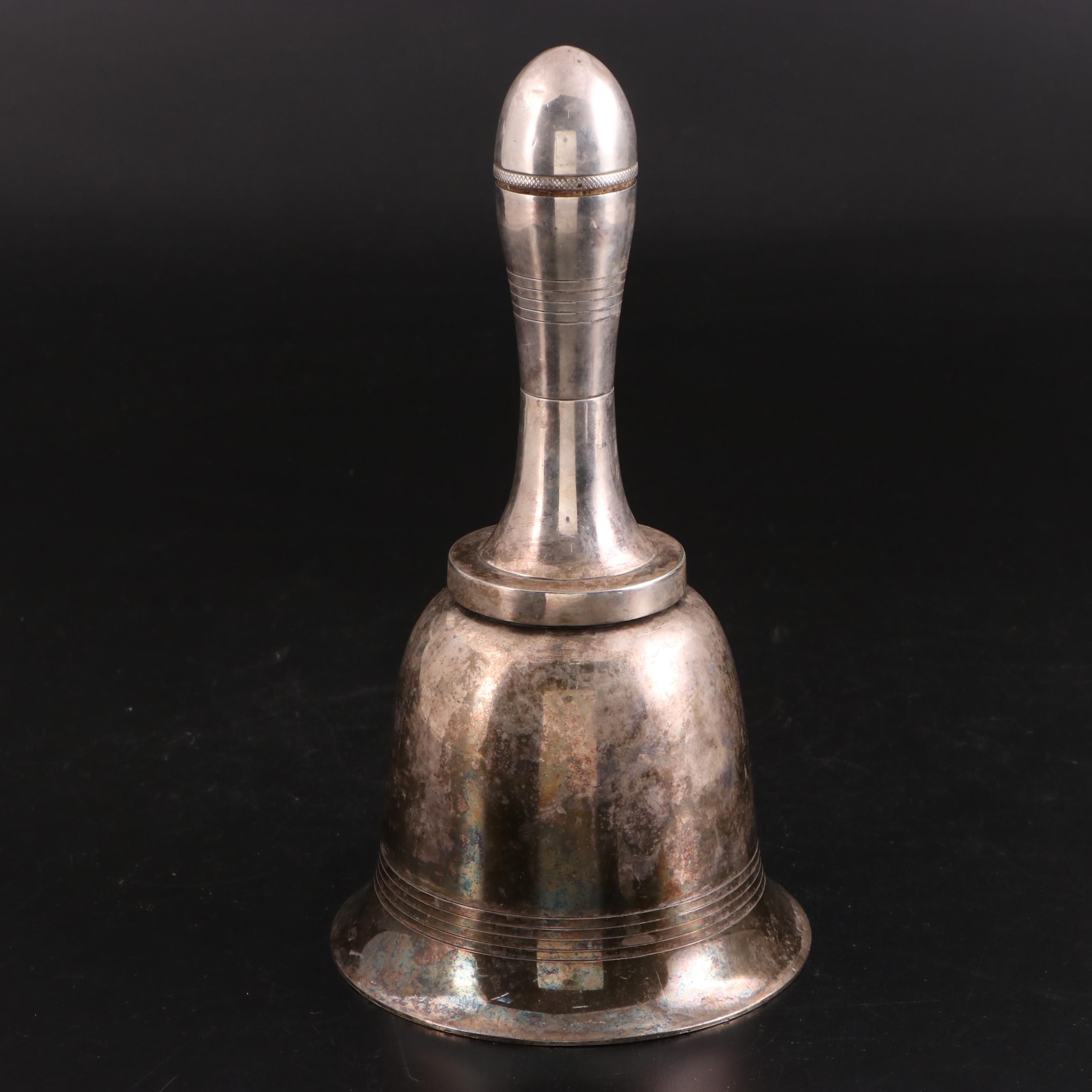 Asprey Silver Plate Bell Cocktail Shaker with Art Deco Bowling Pin Shaker
