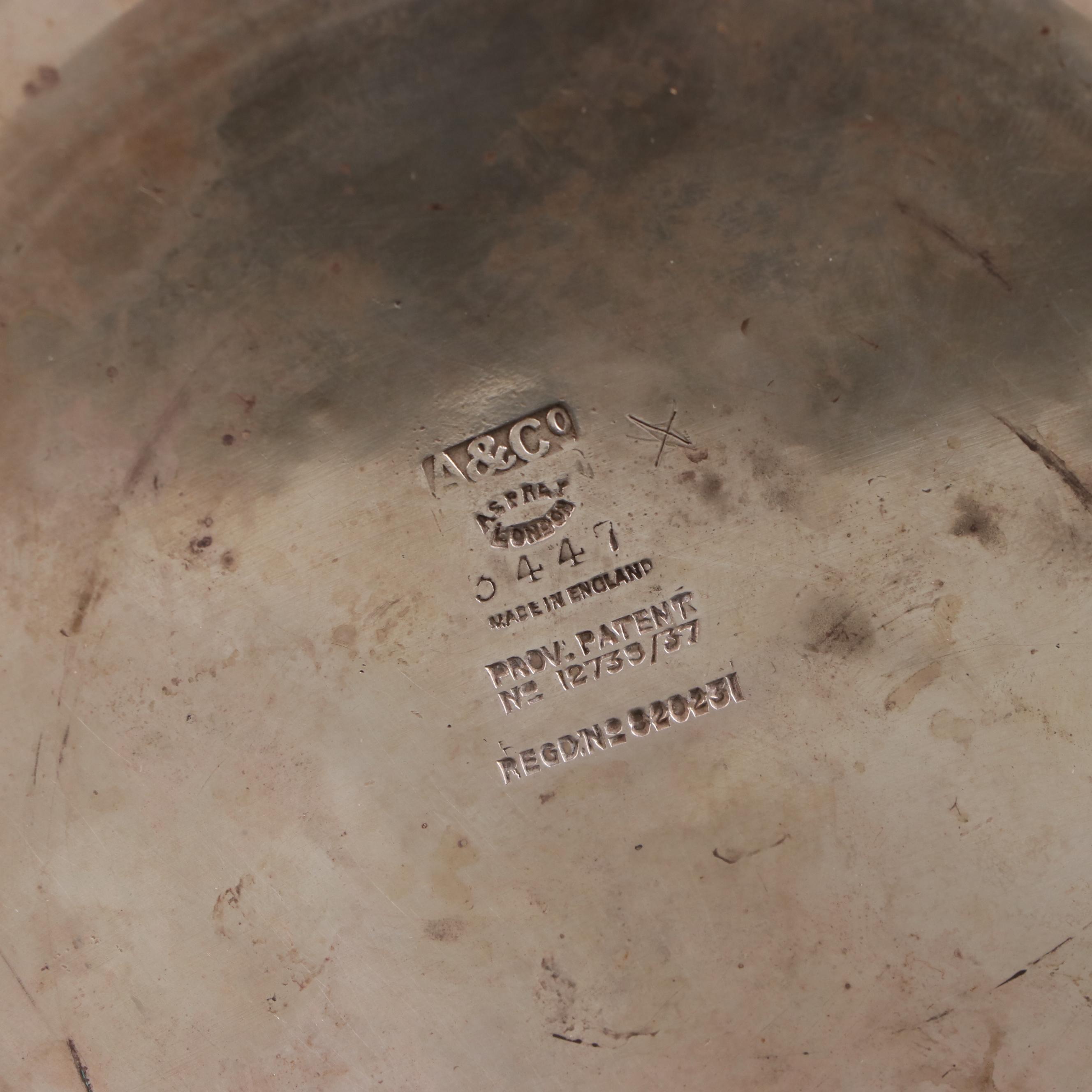 Asprey Silver Plate Bell Cocktail Shaker with Art Deco Bowling Pin Shaker