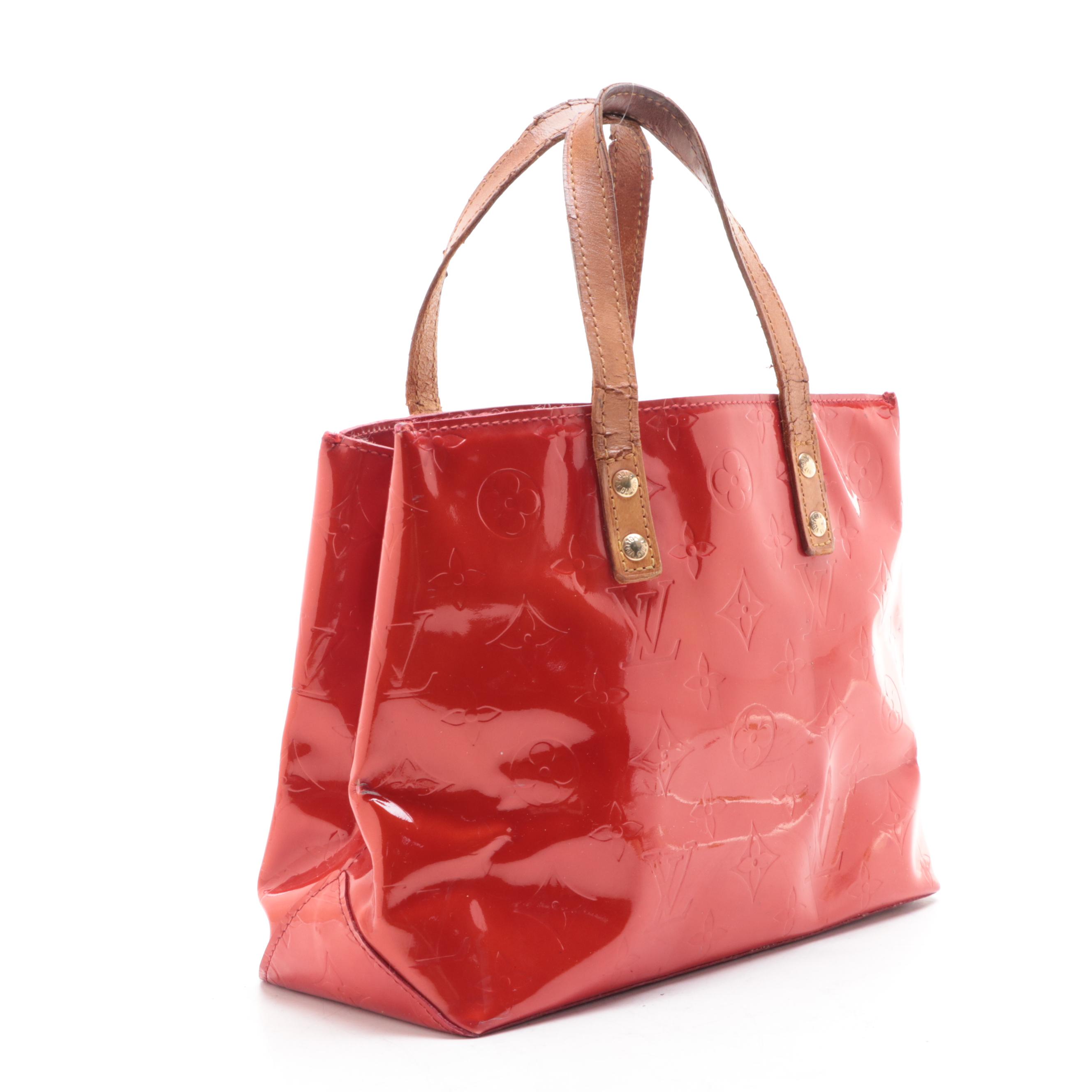 Louis Vuitton Reade PM Tote in Red Monogram Vernis and Vachetta Leather