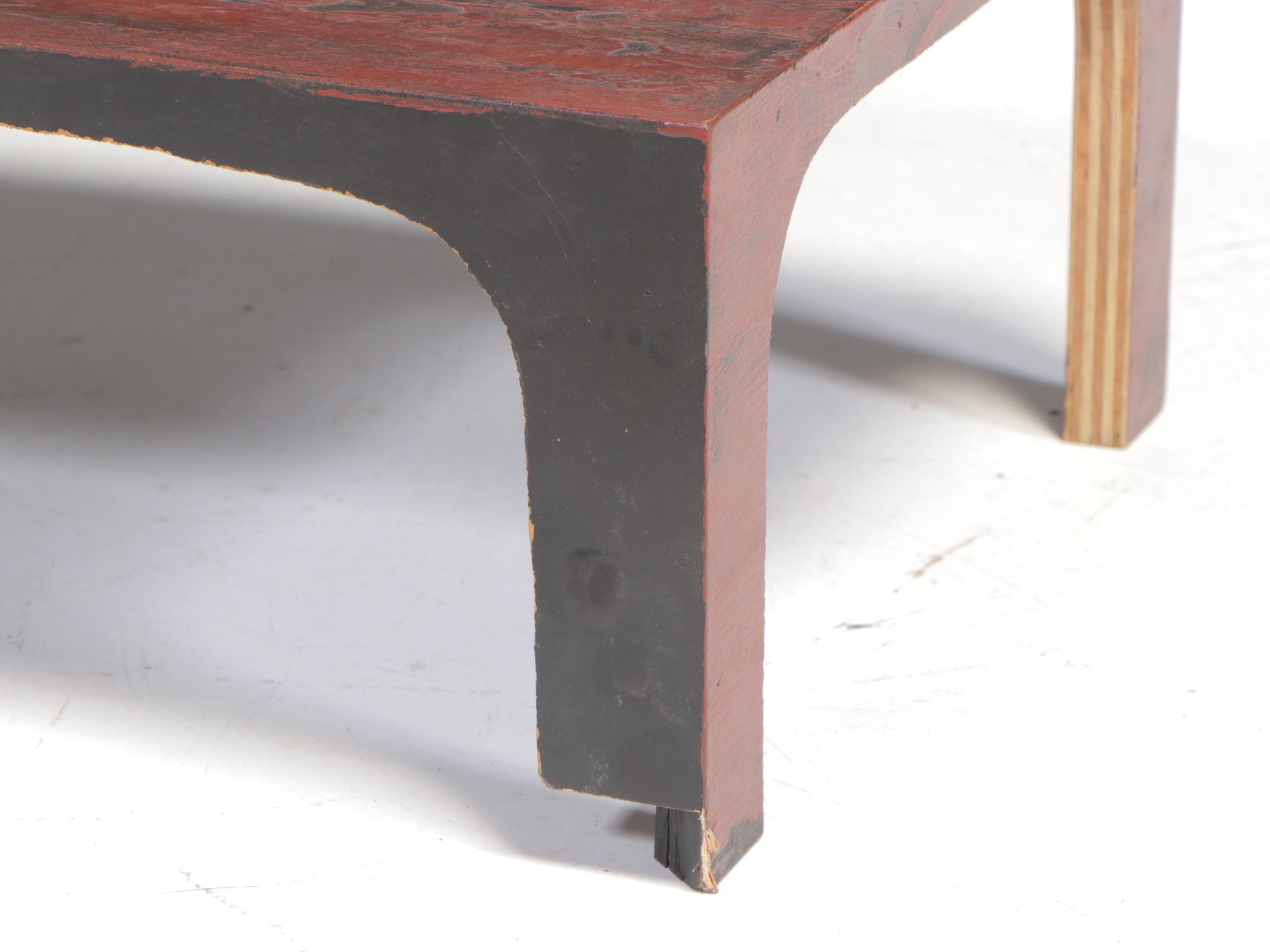Eastern Asian Plywood Low Table in a Red Waxed Finish