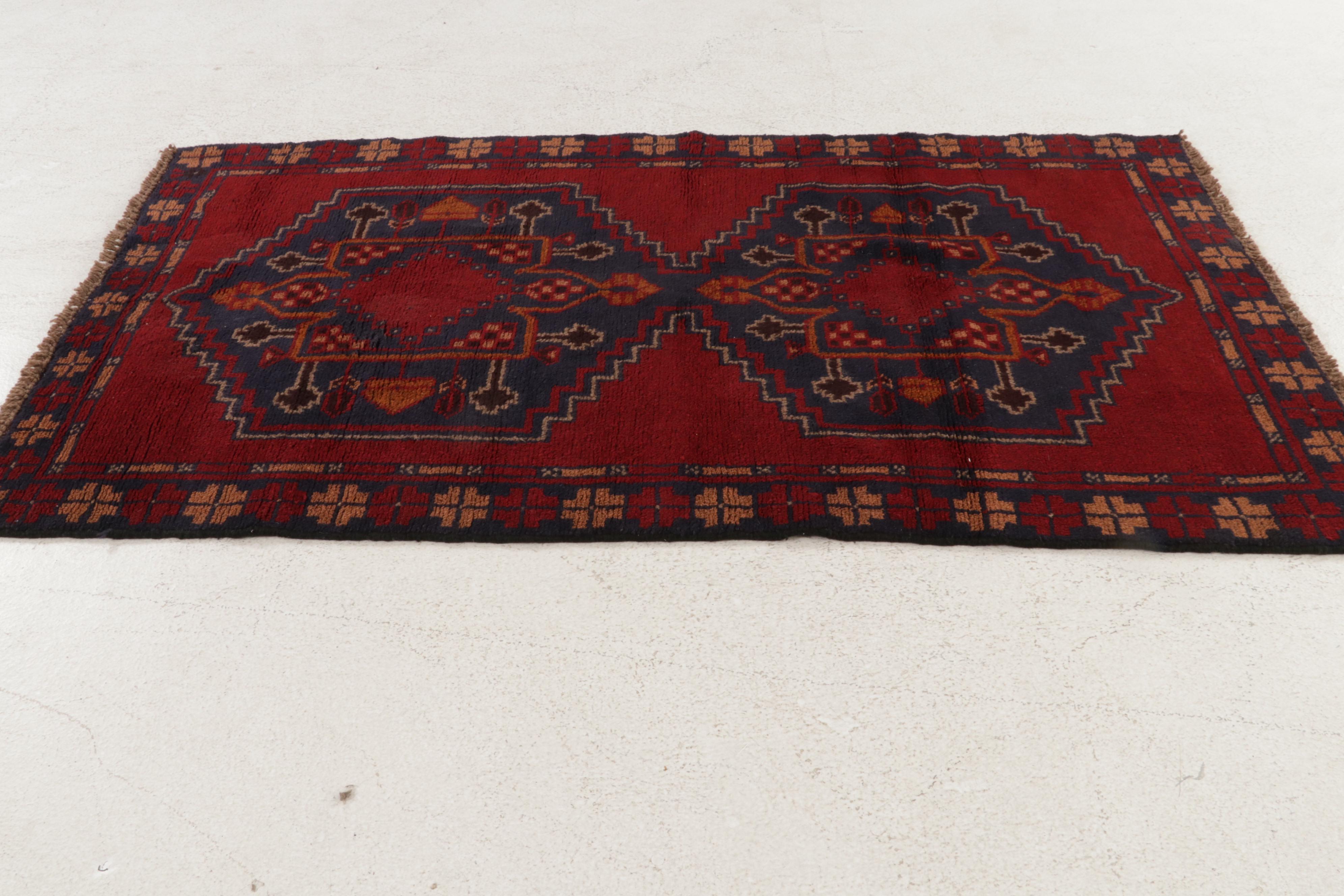 3'7 x 6'4 Hand-Knotted Afghan Teimani Area Rug