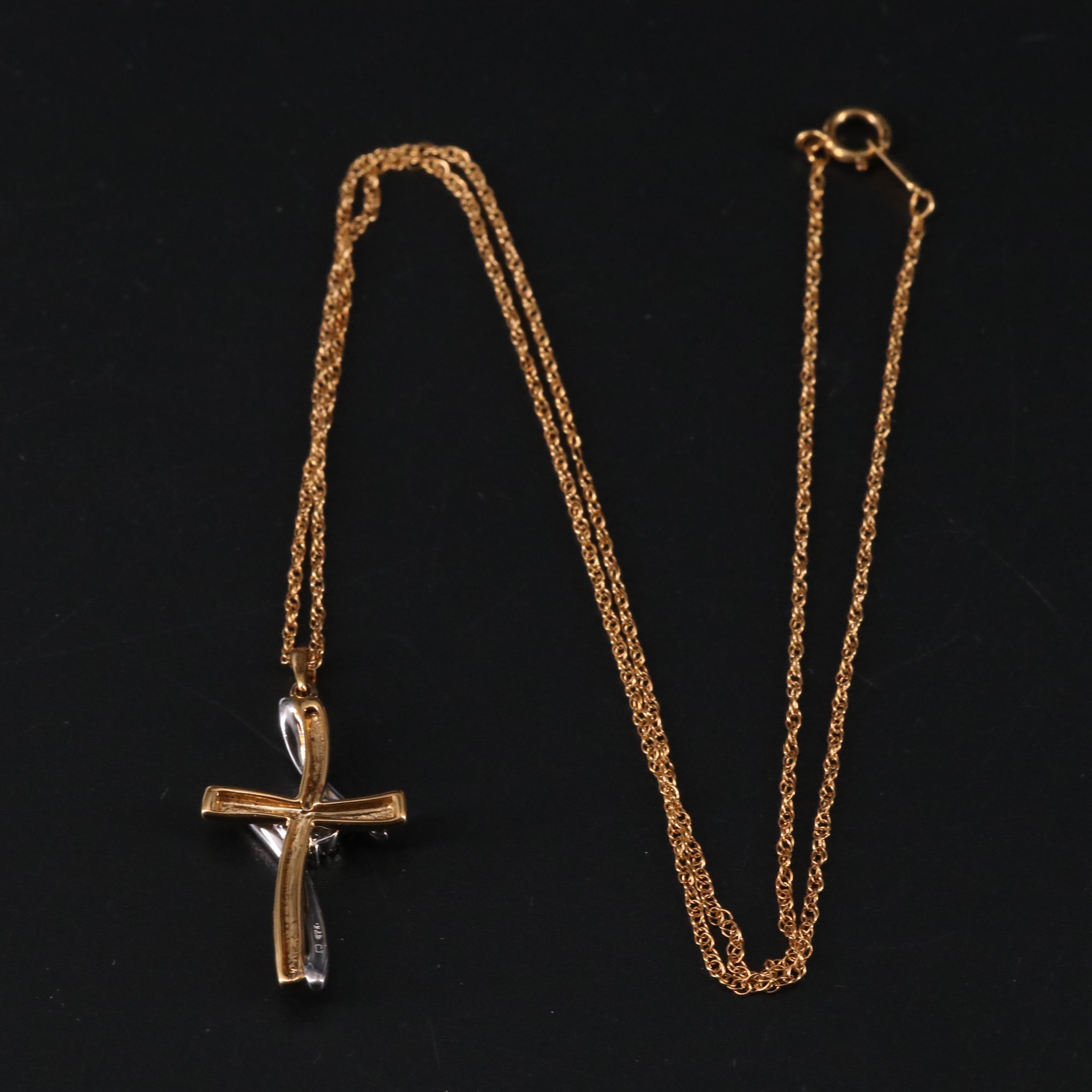 Sterling Cross Pendant Necklace