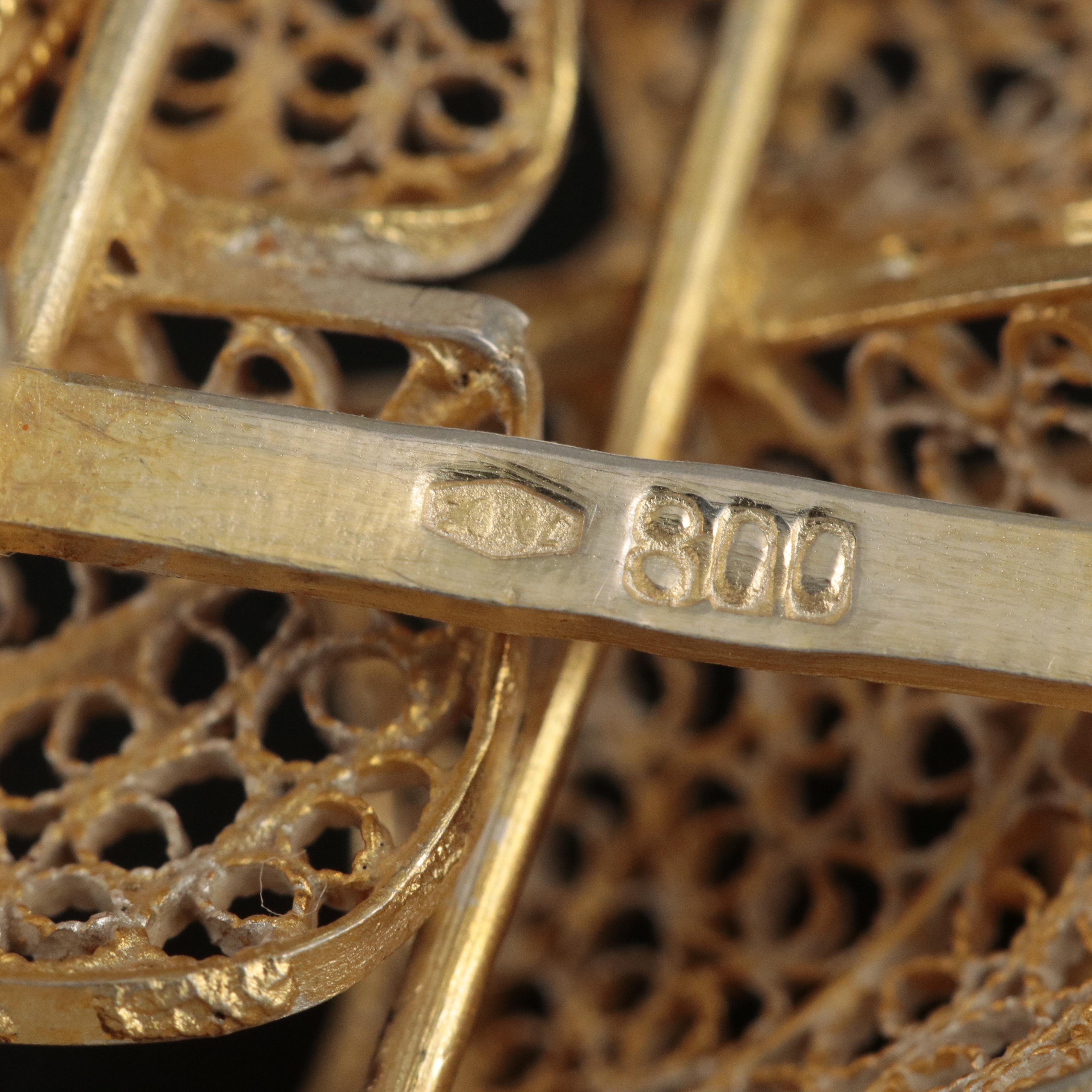 Vintage Portuguese 800 Silver Filigree Caravel Ship Brooch