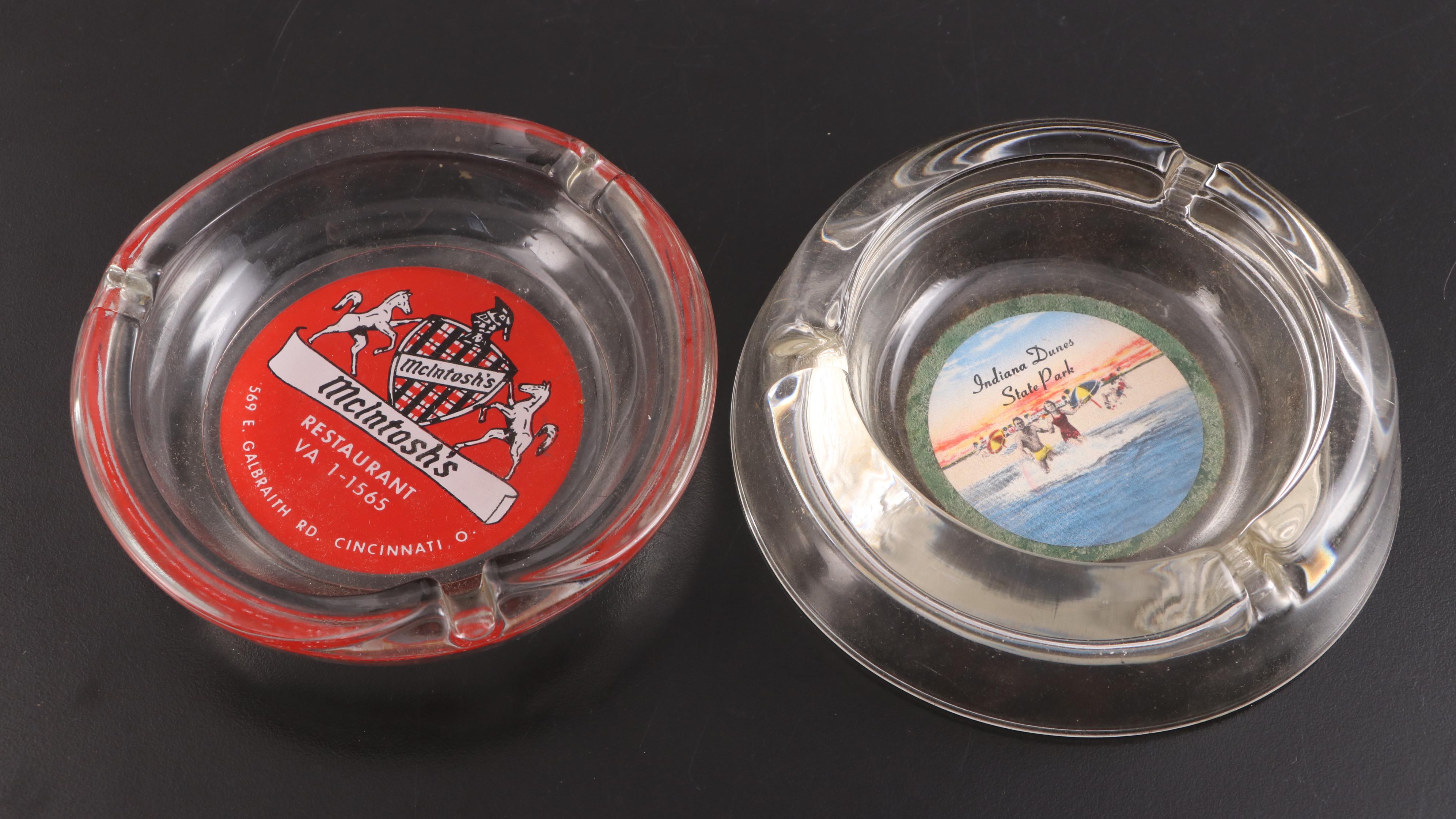 Frisch's Big Boy, Indiana Dunes State Park and Other Glass Advertising Ashtrays