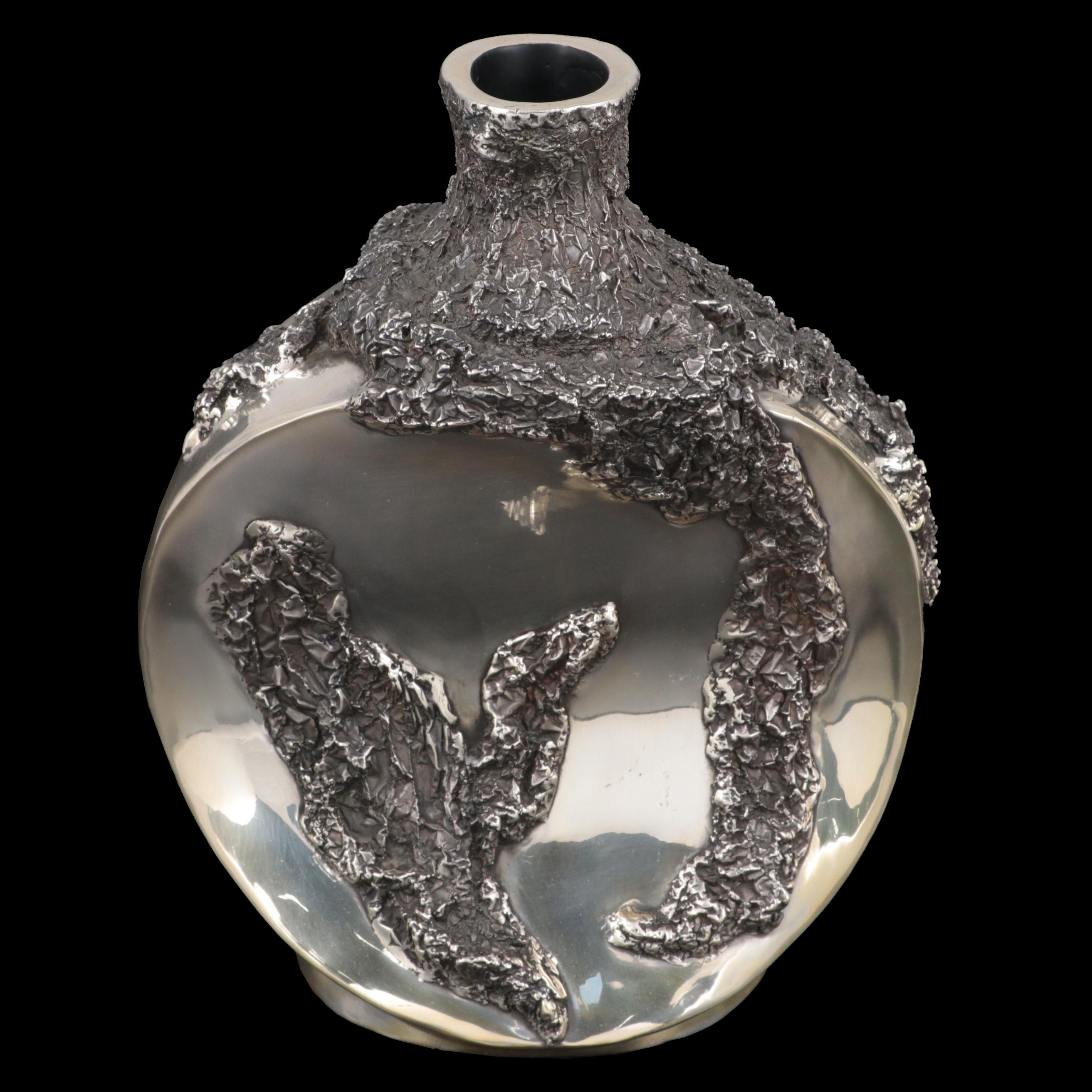 Signed Sima Abraham for D'Argenta Silver Plate Flower Vase