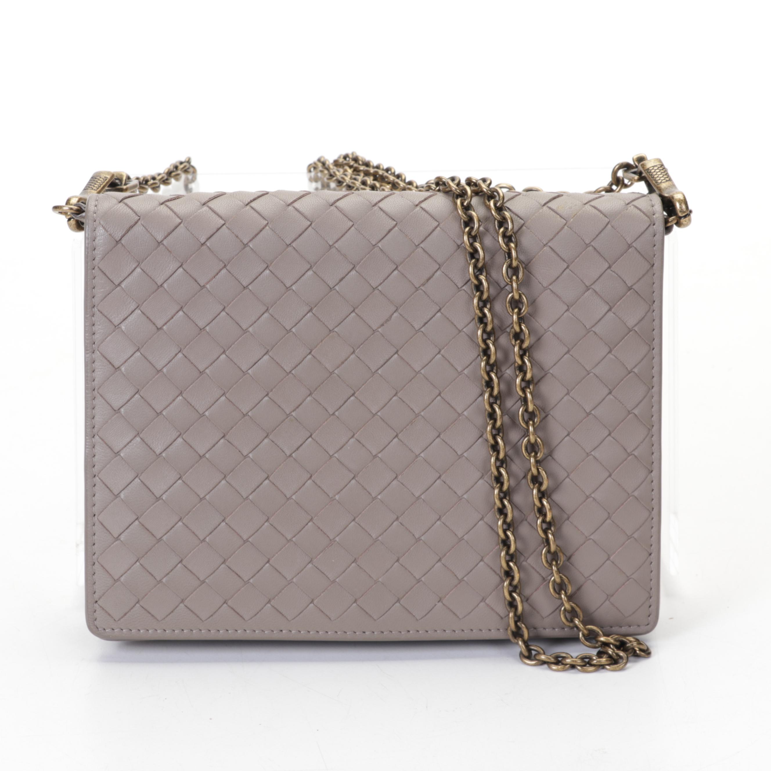 Bottega Veneta Flap Chain Wallet Crossbody in Intrecciato Nappa Leather