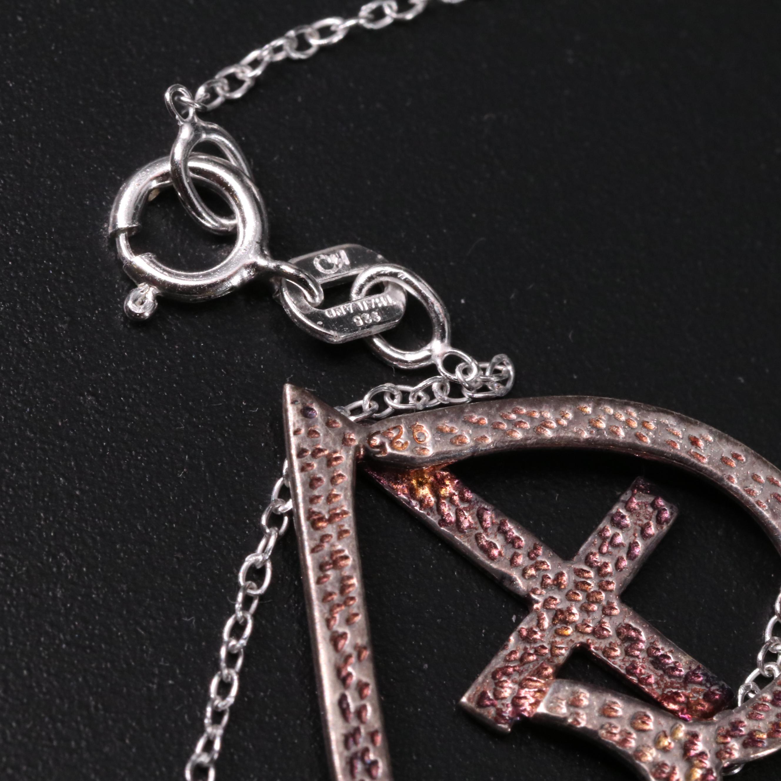 Sterling Cross Inside Heart Pendant Necklace