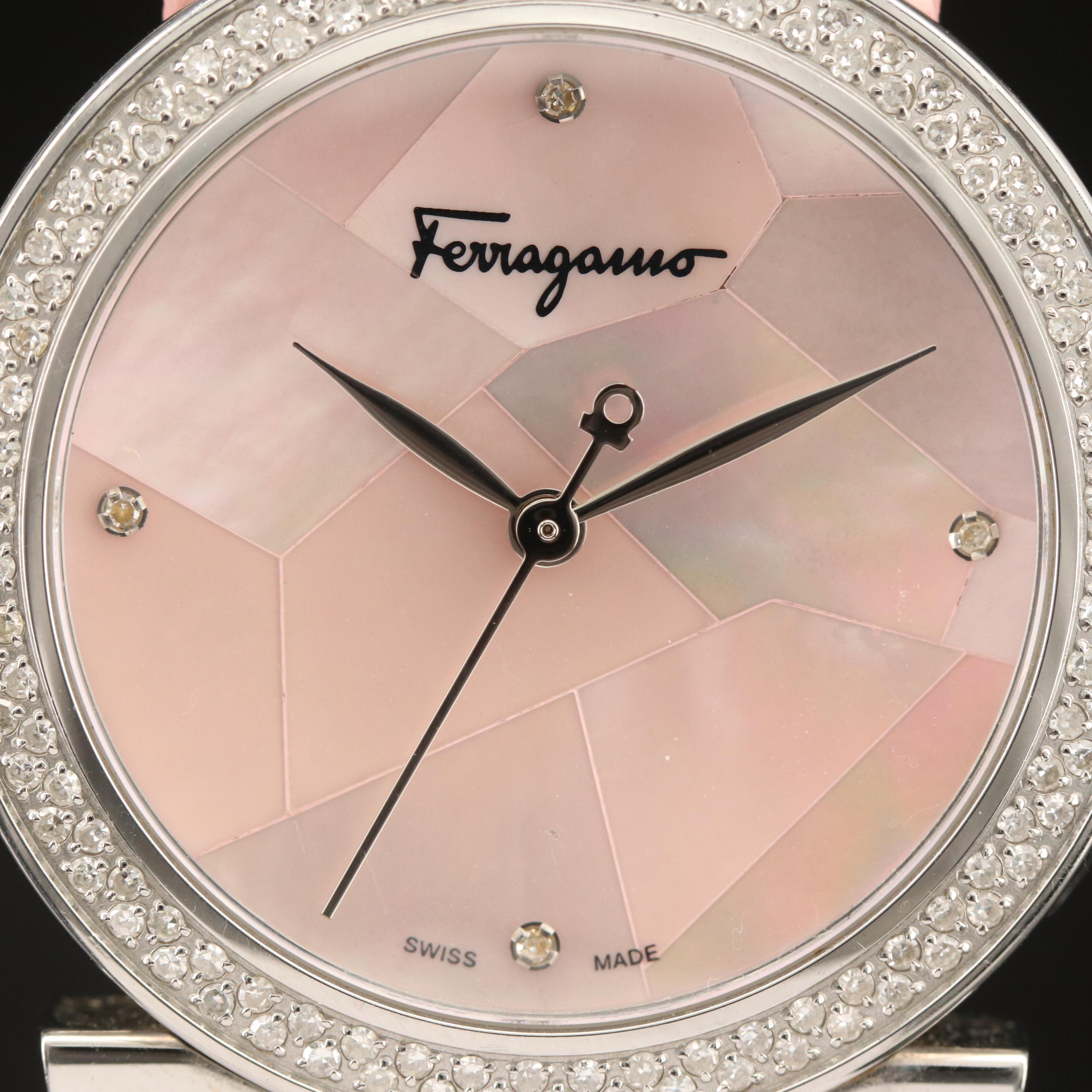 Ferragamo "Grande Maison" Diamond Bezel Quartz Watch