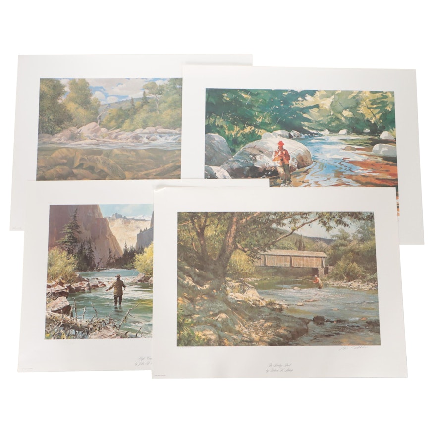 Trout Unlimited Offset Lithographs Including "American Habitat - Brown Trout"
