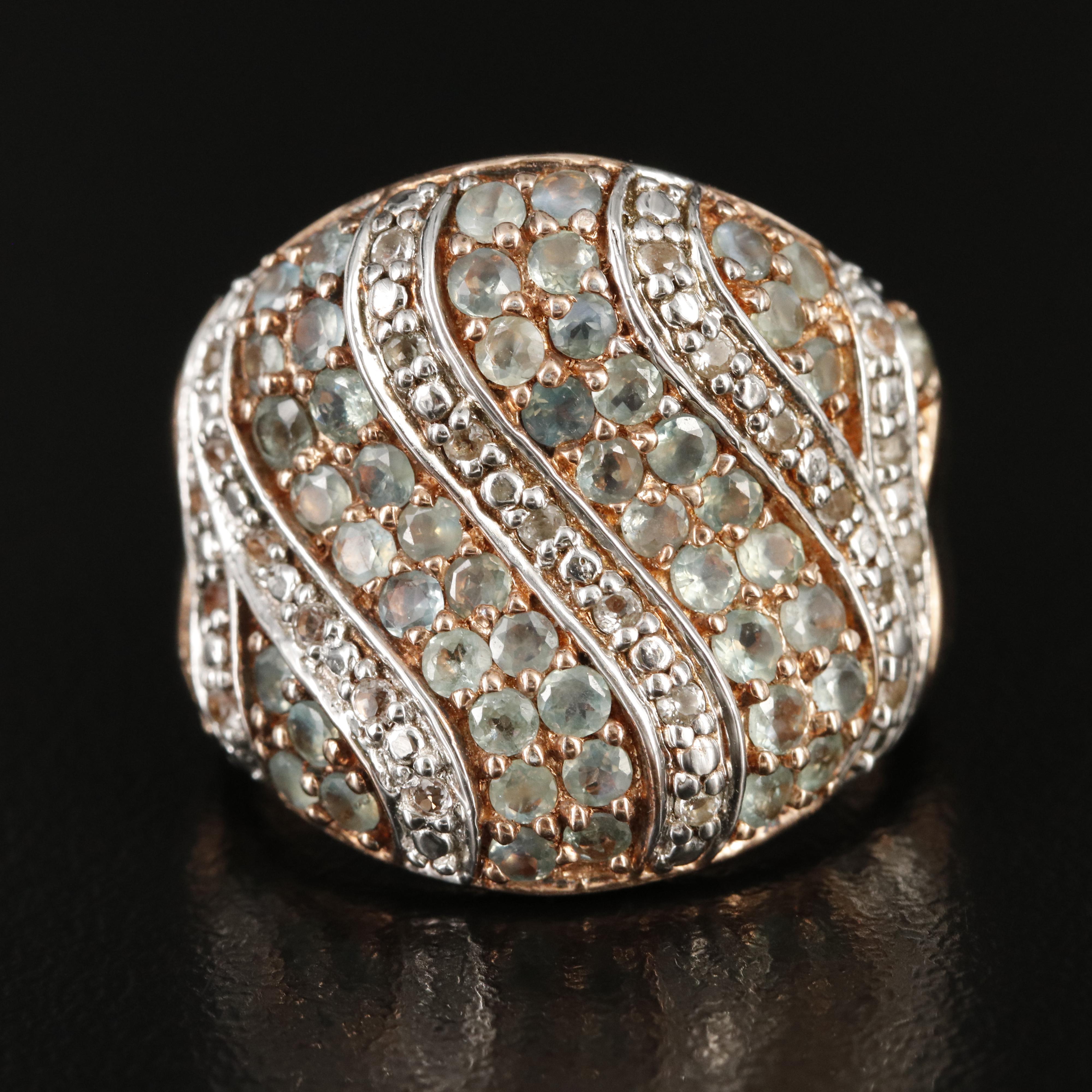 Sterling Alexandrite and Topaz Cluster Ring