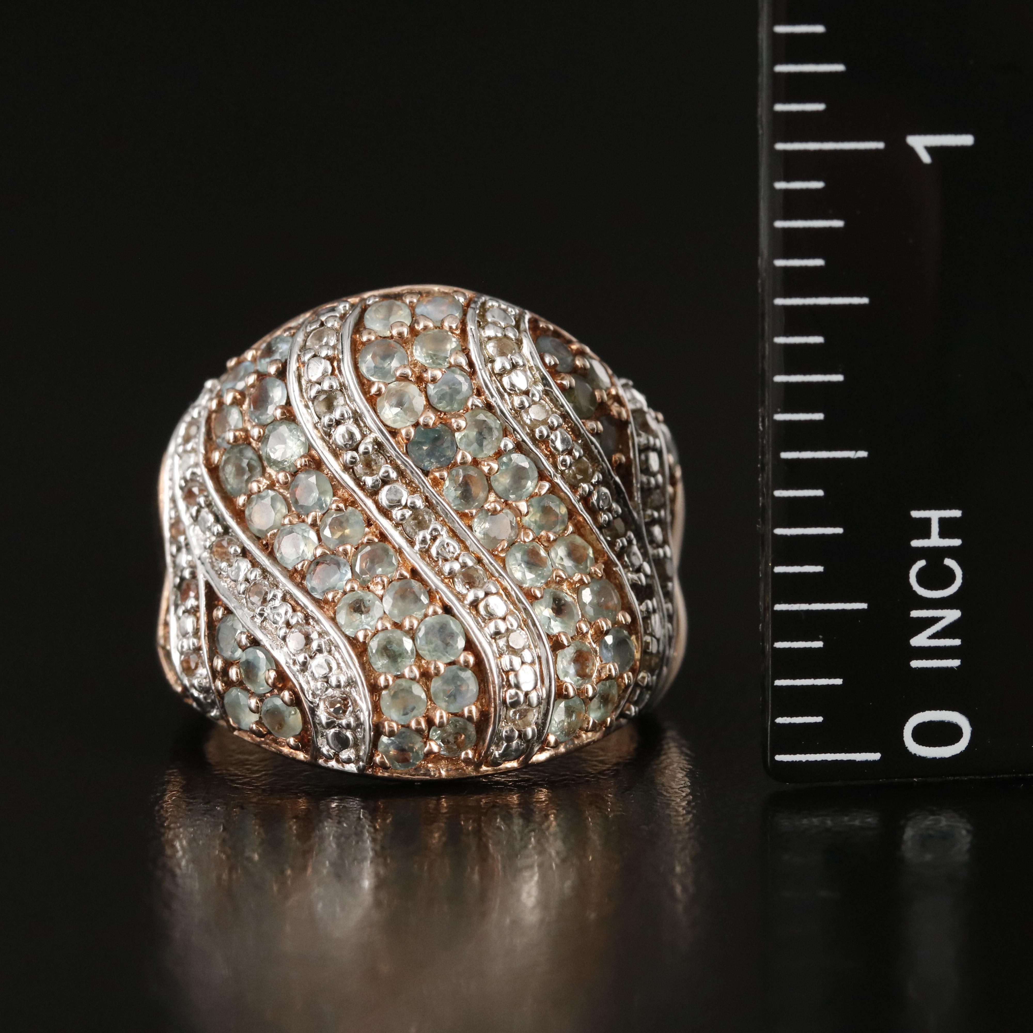 Sterling Alexandrite and Topaz Cluster Ring