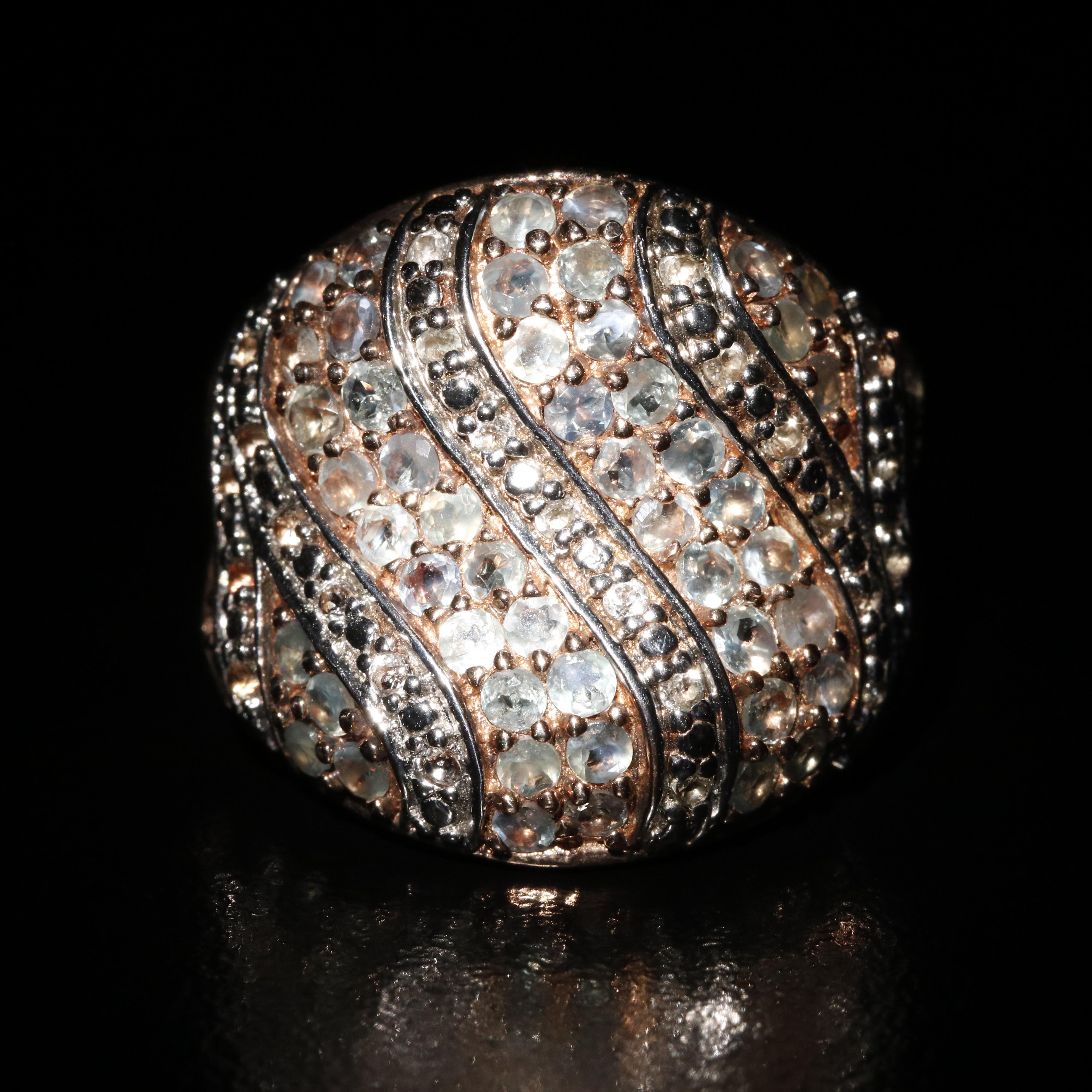 Sterling Alexandrite and Topaz Cluster Ring