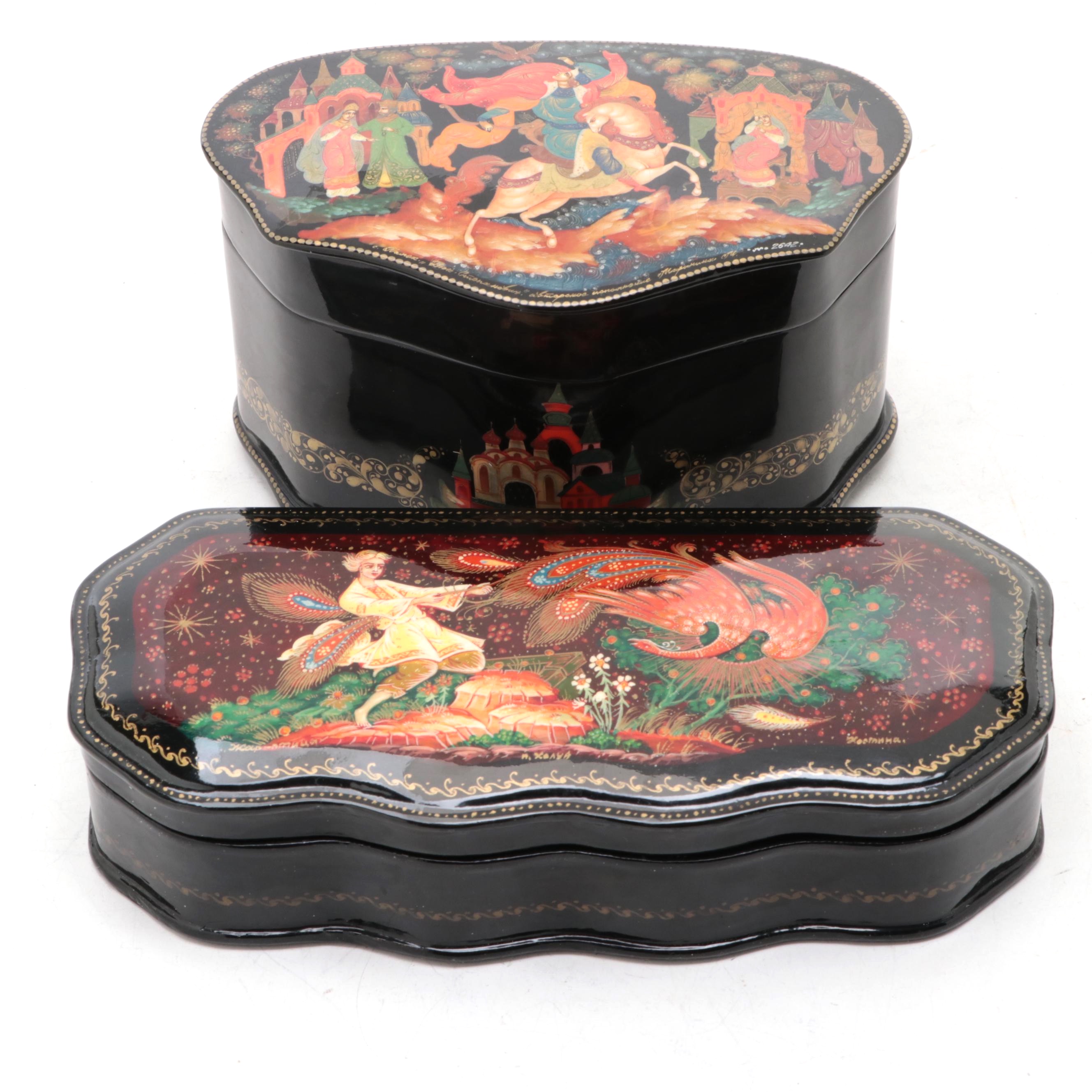 Russian "Ivan and the Firebird" and Other Hand-Painted Lacquer Fairytale Boxes