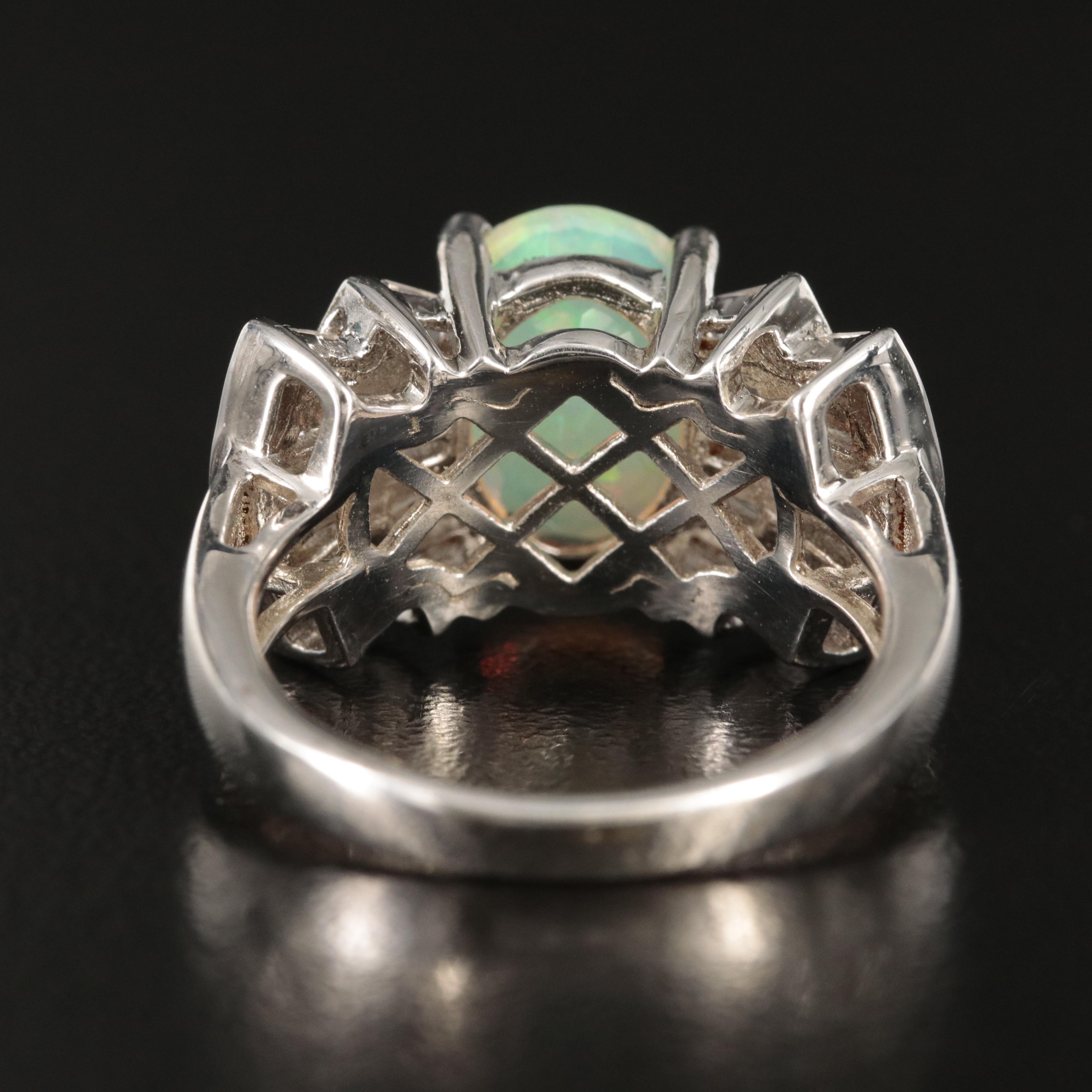 Sterling Opal and Topaz Ring