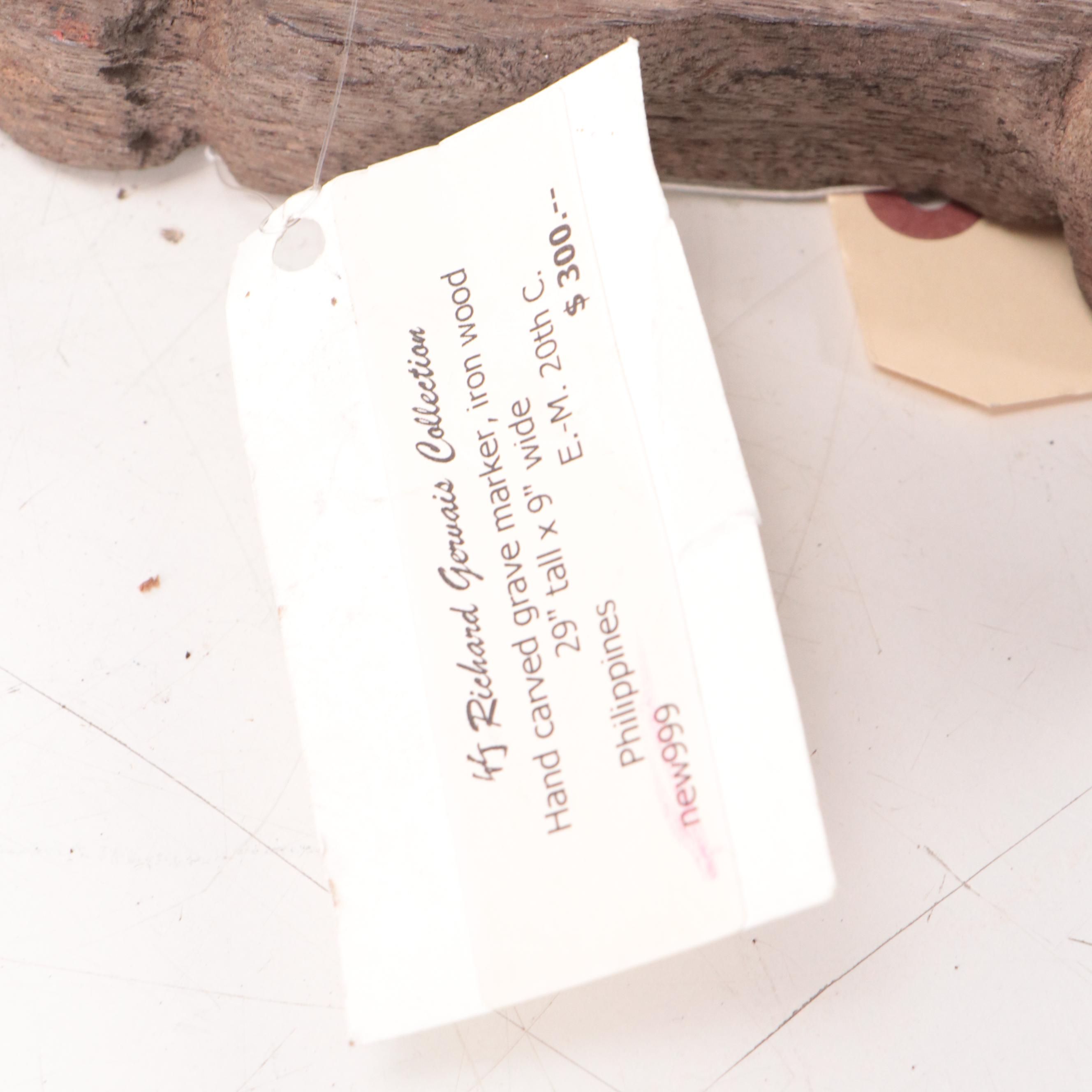 Philippine Ironwood Grave Marker, Early-Mid-20th Century