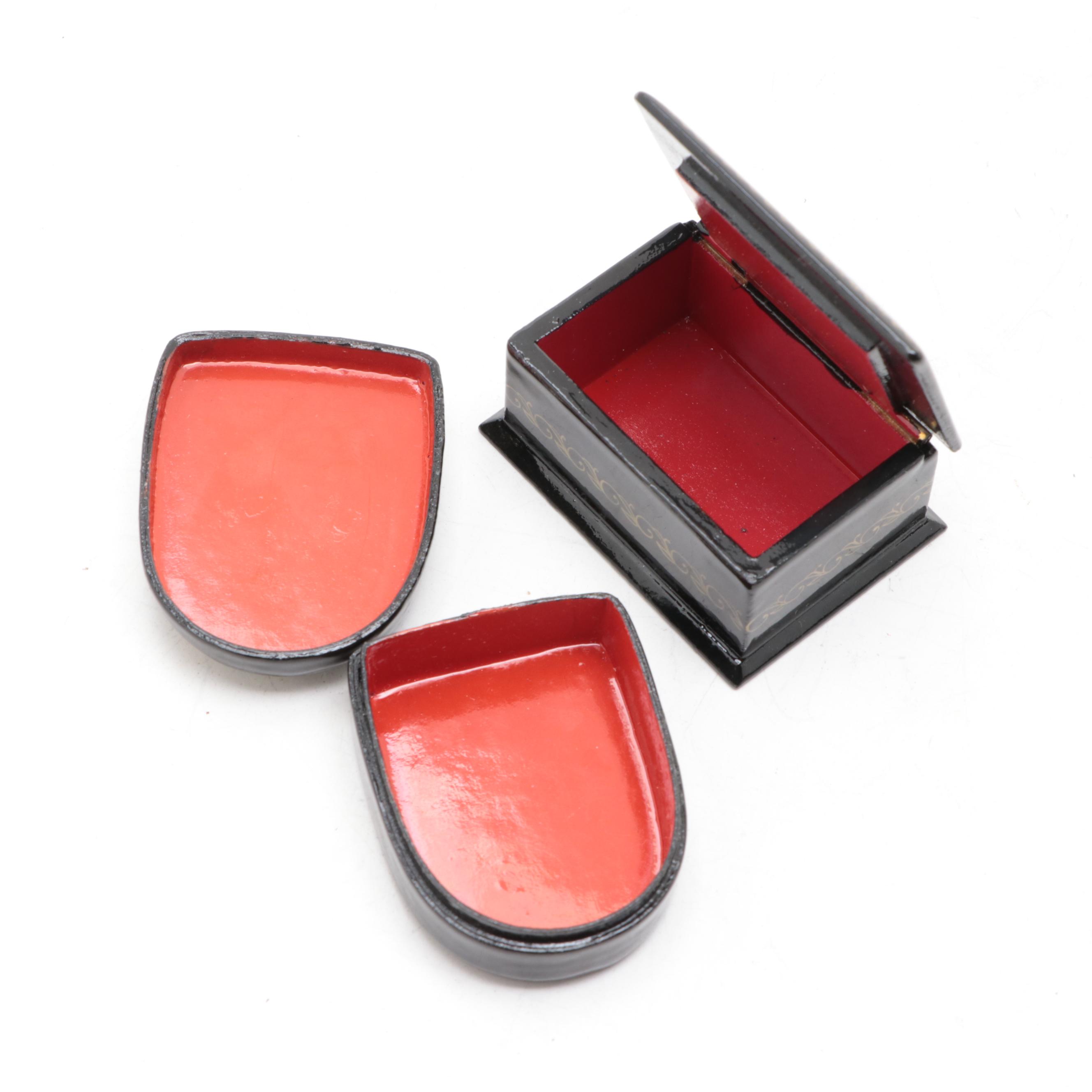 Russian "Snow Maiden", "Suzdal" and Other Hand-Painted Lacquer Boxes