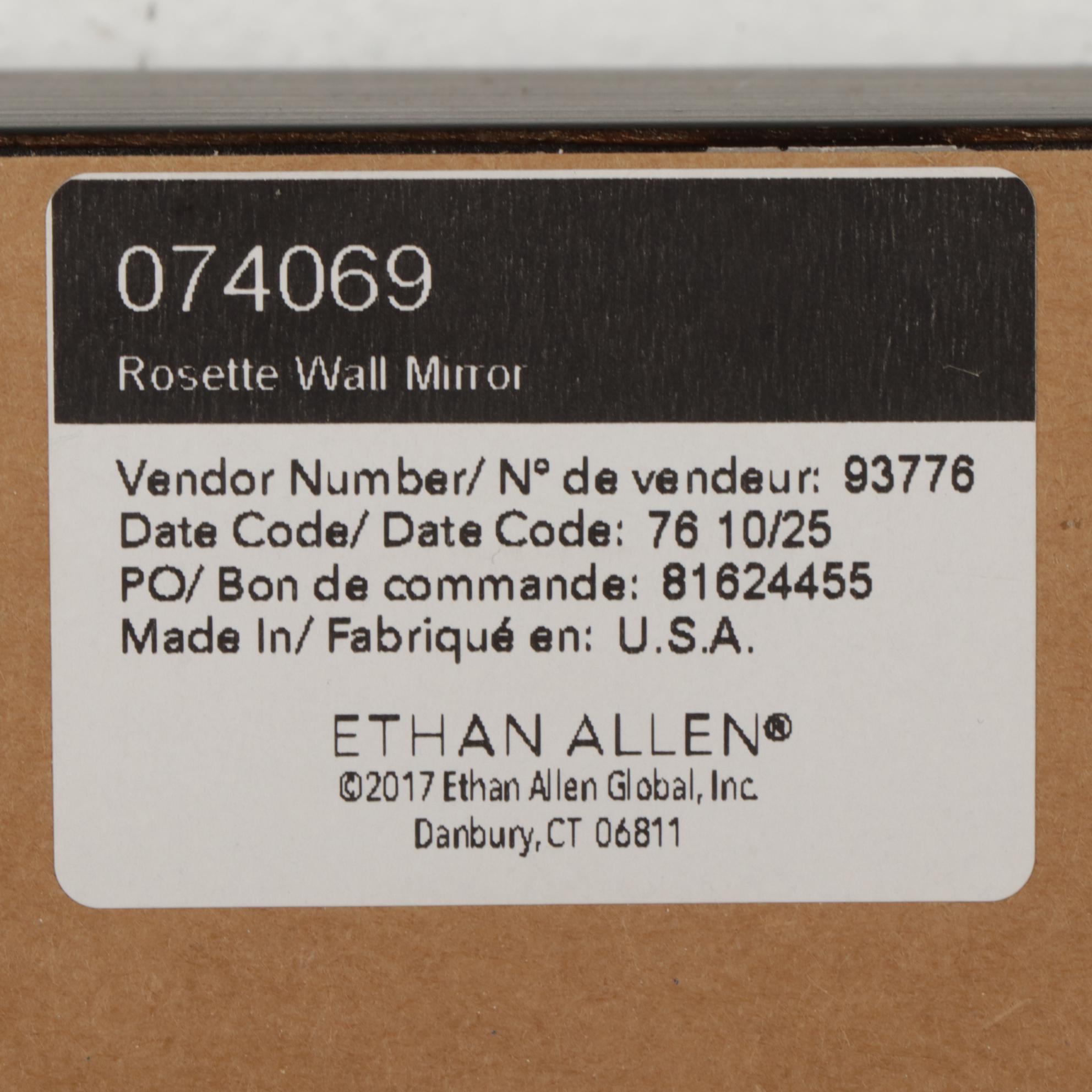 Ethan Allen "Rosette" Grid Wall Mirror in Wood Frame