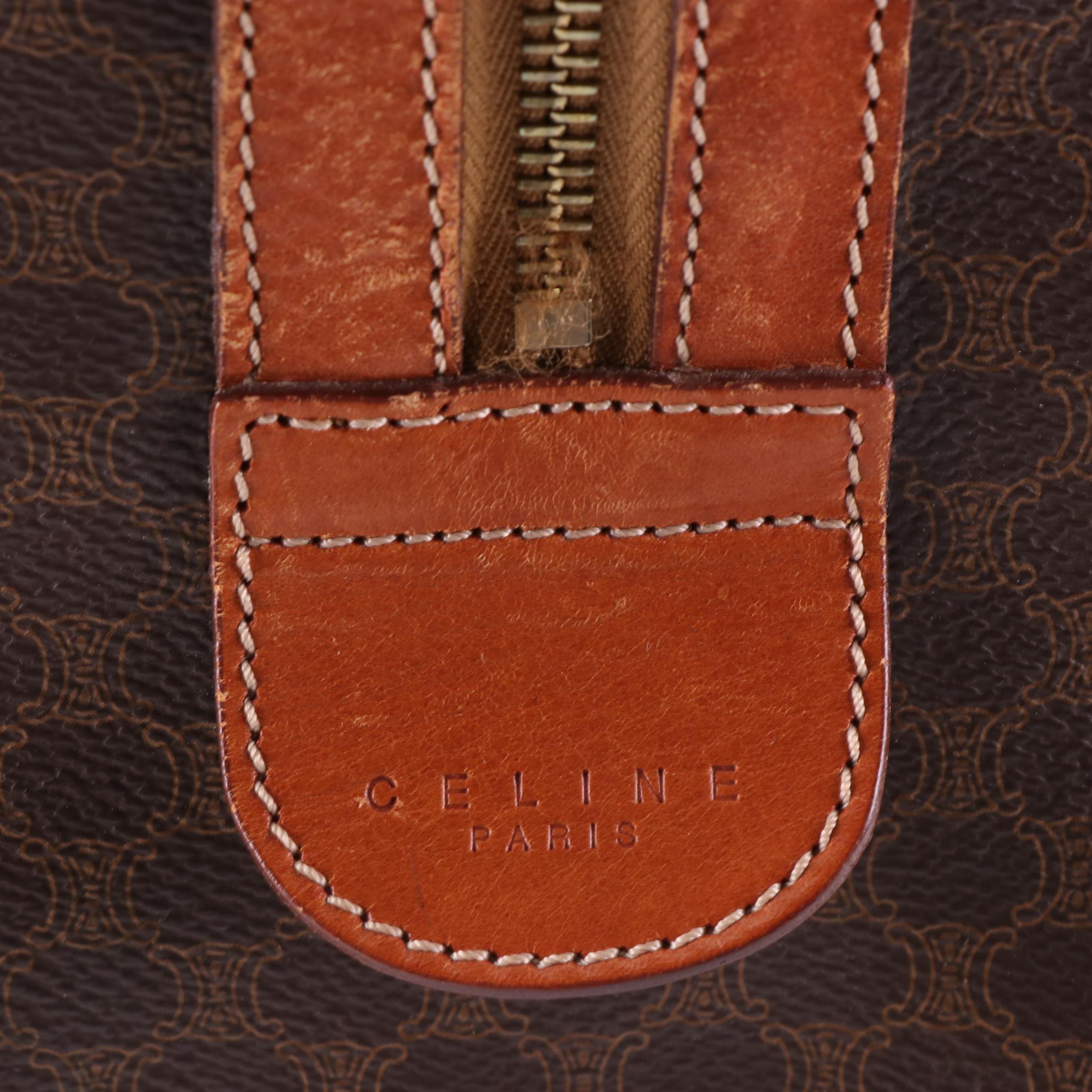 Celine Medium Travel Bag in Macadam Coated Canvas and Leather