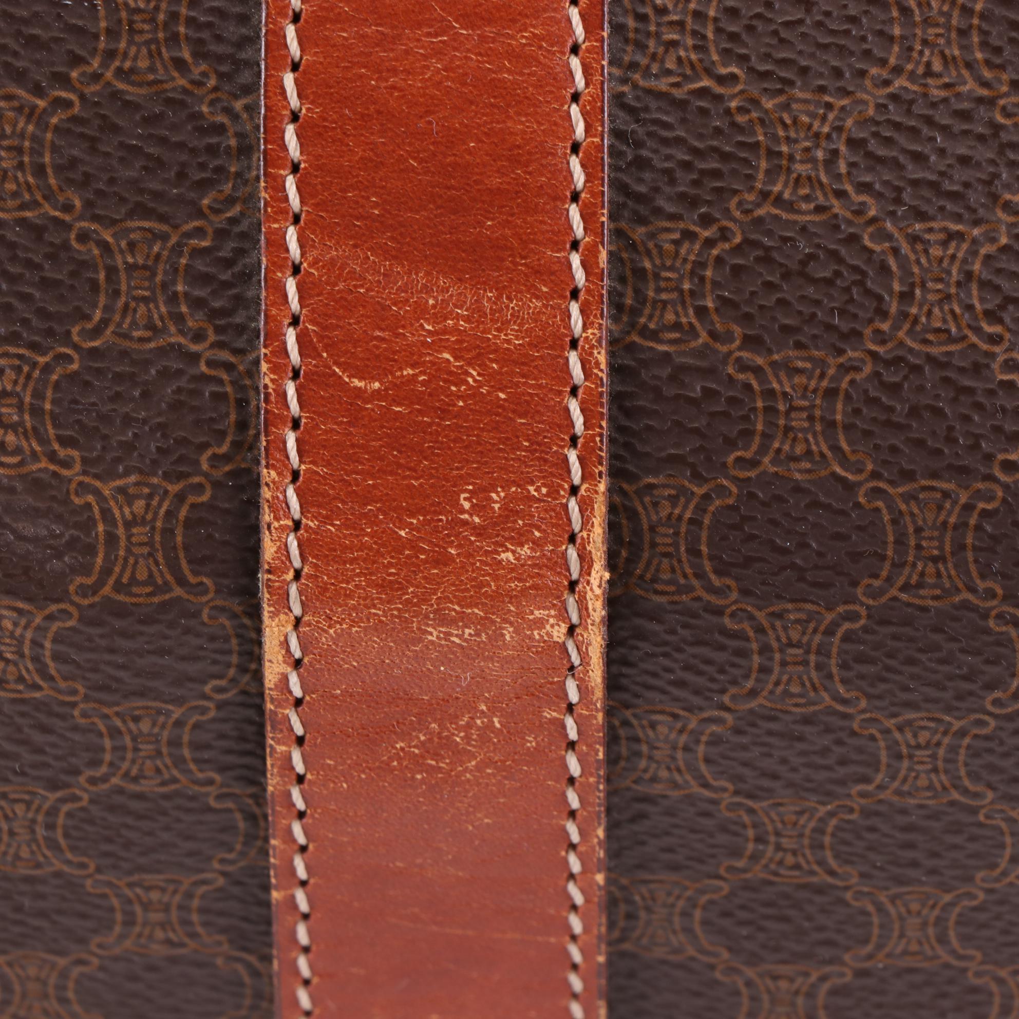 Celine Medium Travel Bag in Macadam Coated Canvas and Leather