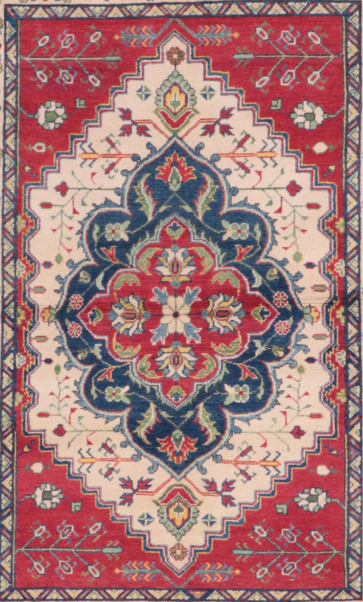 3'11 x 6'1 Hand-Knotted Pakistani Kazak Area Rug