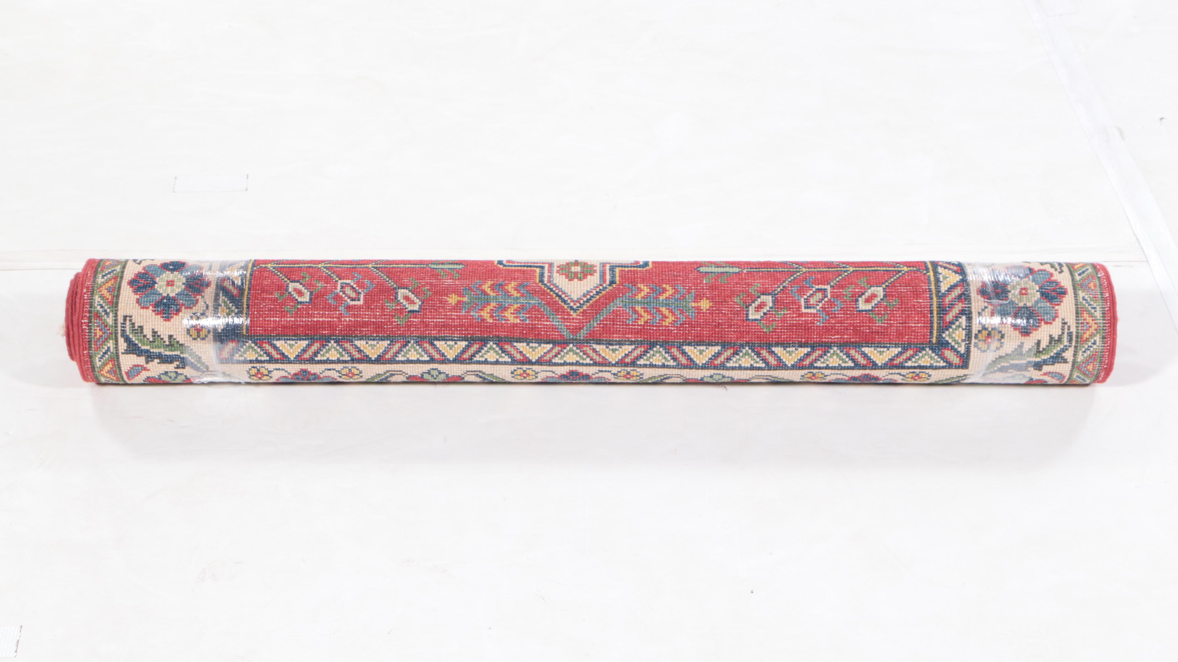 3'11 x 6'1 Hand-Knotted Pakistani Kazak Area Rug