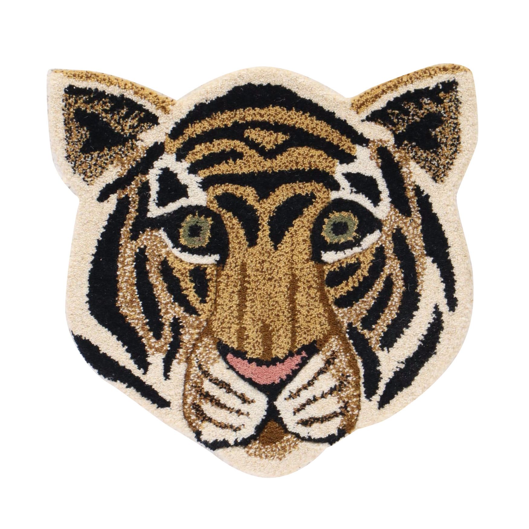 1'6 x 1'6  Hand-Tufted Tiger Face Form Accent Rug