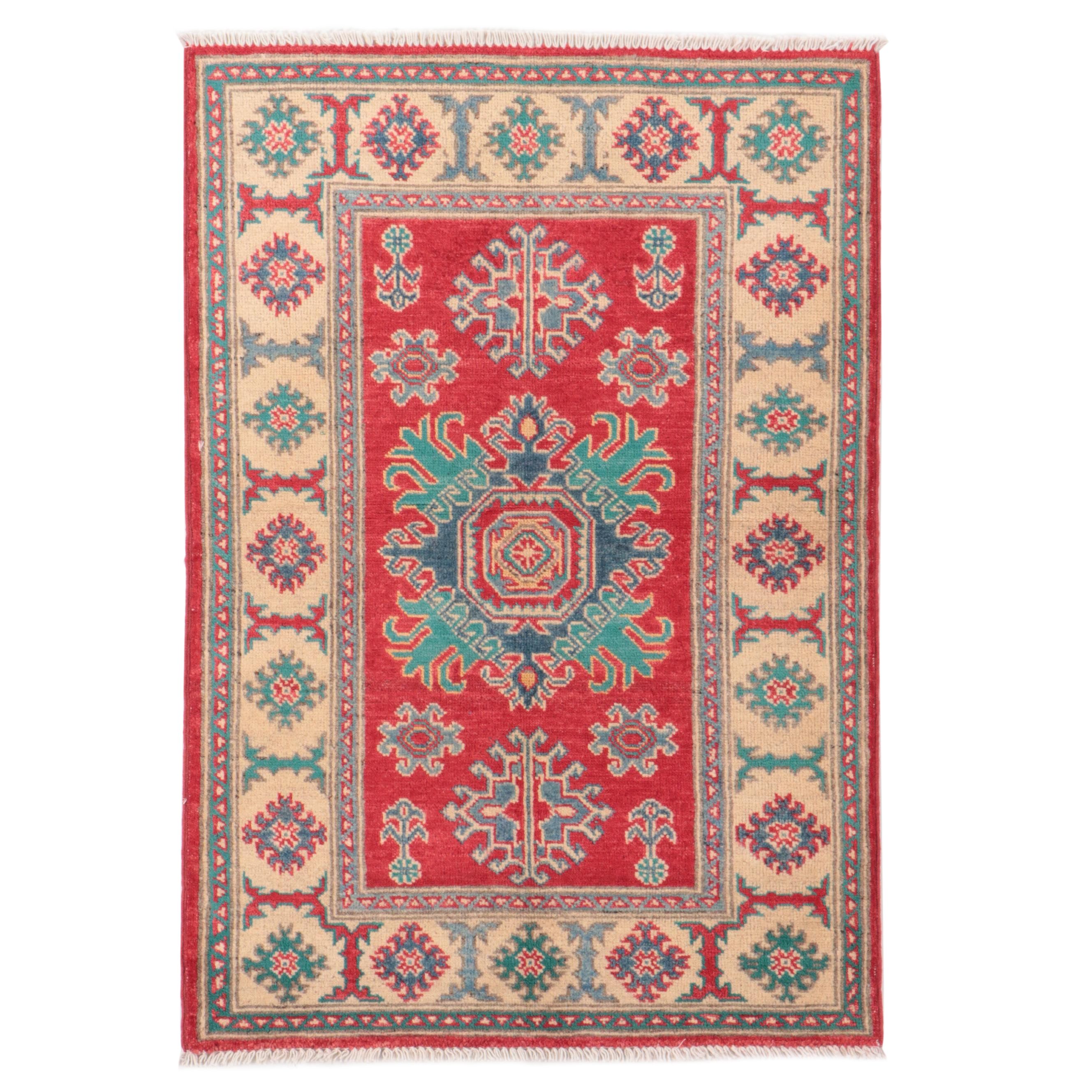 2'7 x 3'11 Hand-Knotted Pakistani Kazak Accent Rug