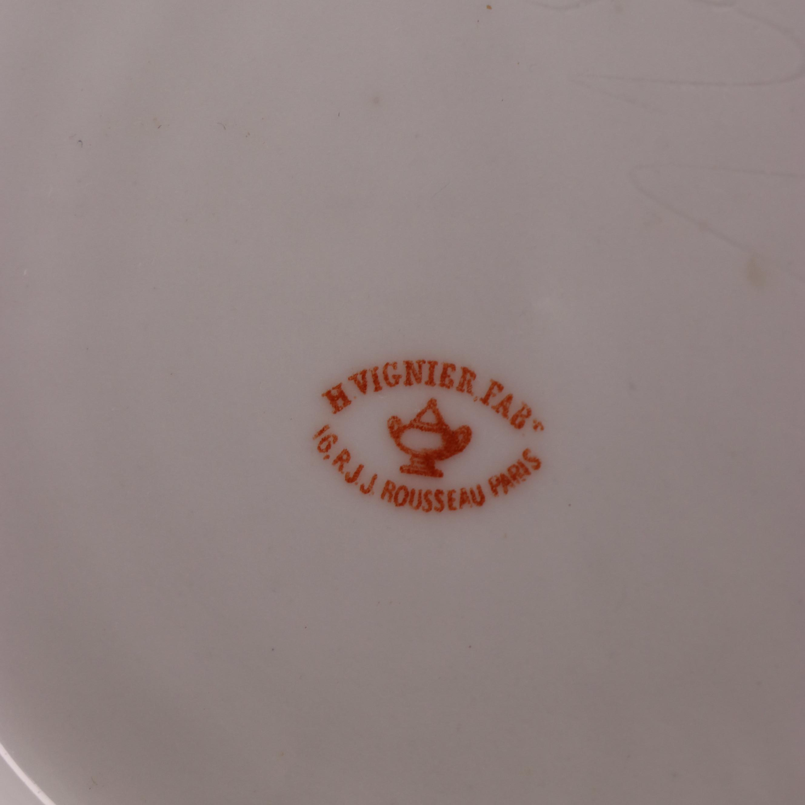 H. Vignier Fab Hand-Painted French Apothecary Jars and Wall Medallian