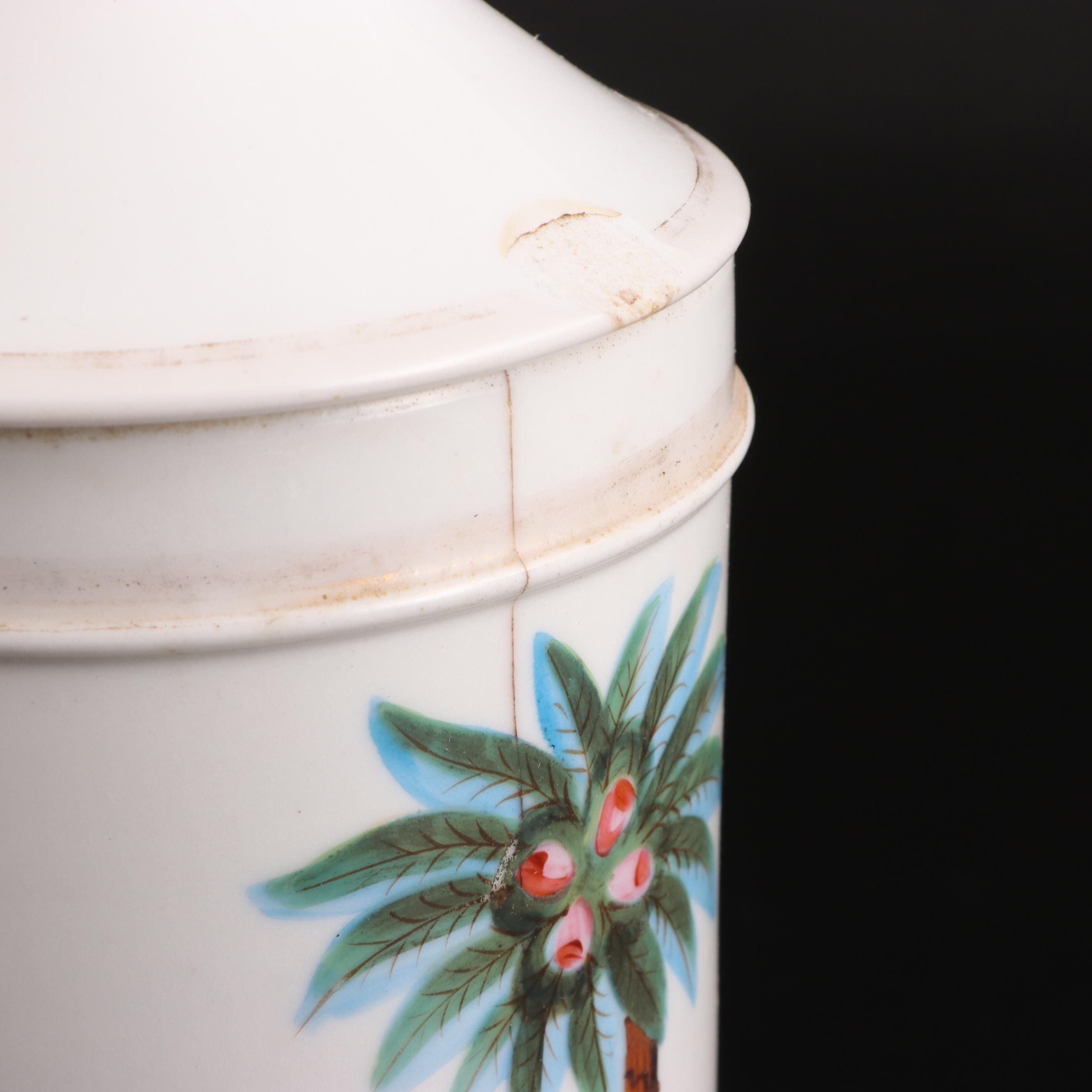 H. Vignier Fab Hand-Painted French Apothecary Jars and Wall Medallian