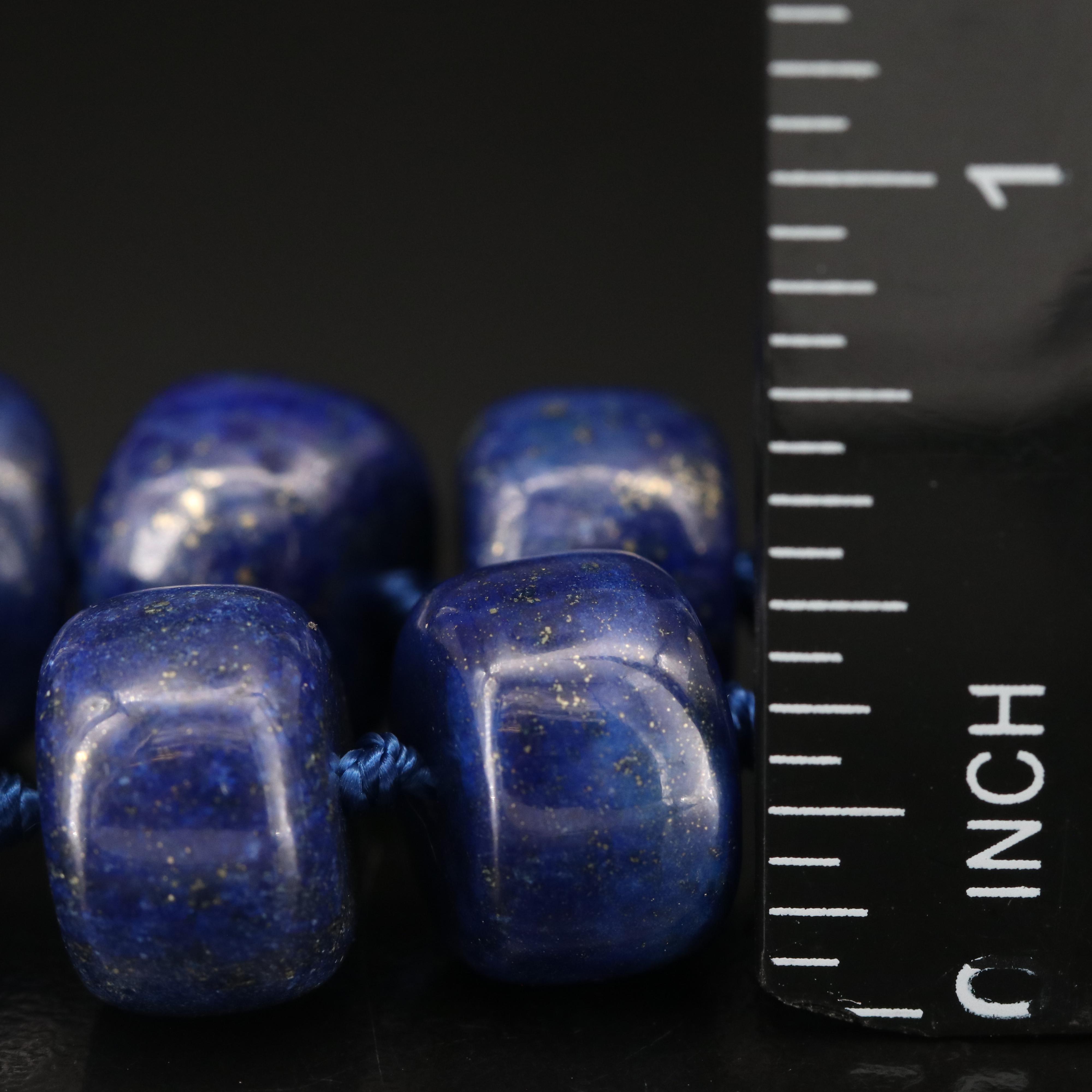 Sterling Lapis Lazuli Beaded Necklace and Stainless Steel Fringe Bracelet