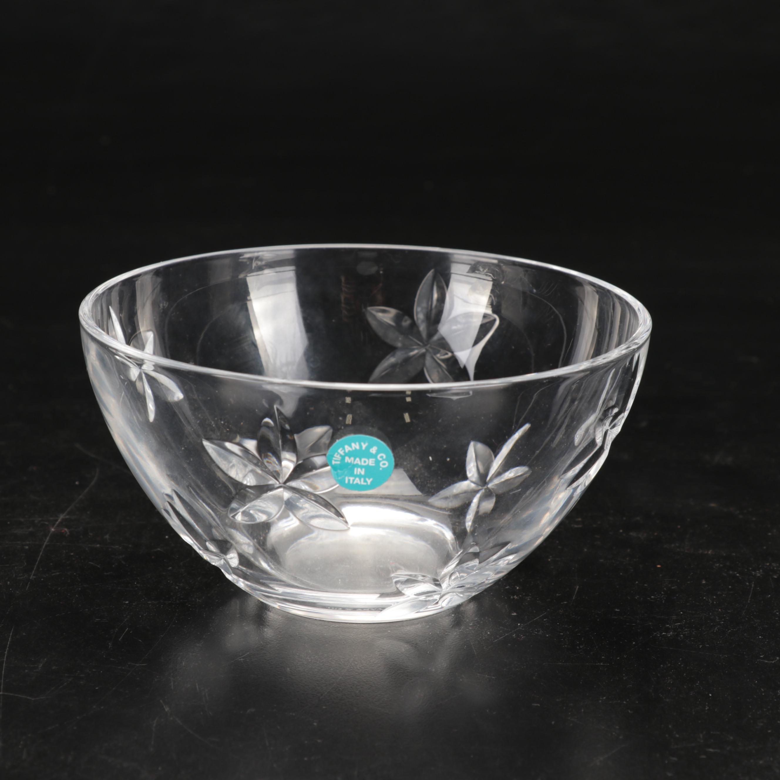Tiffany & Co. Crystal "Stars" Bowl and Floral Pattern Bowl