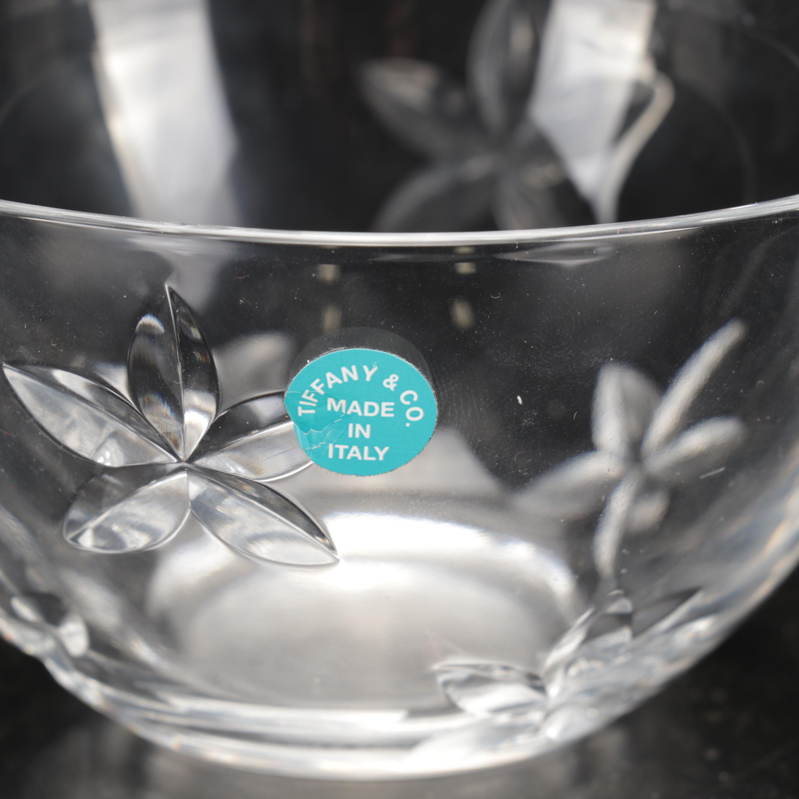 Tiffany & Co. Crystal "Stars" Bowl and Floral Pattern Bowl